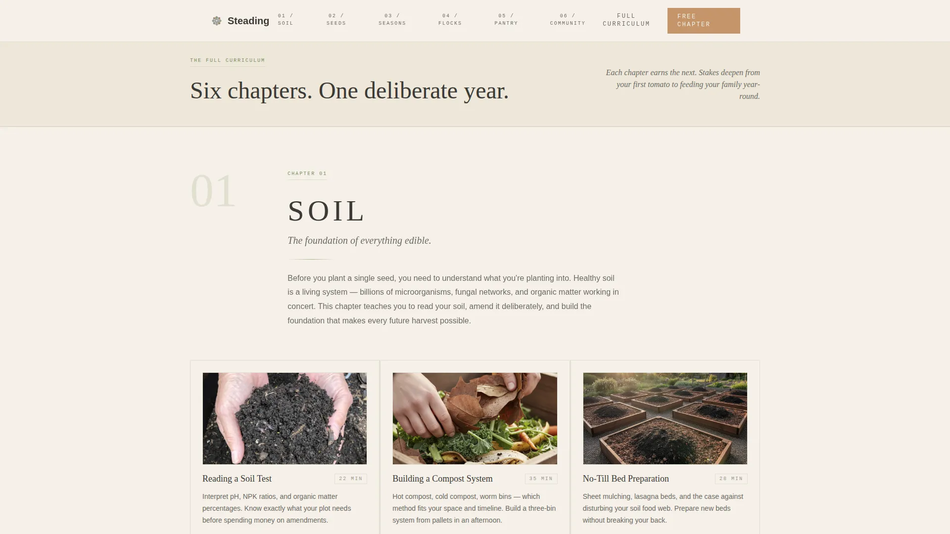 Seasonal Homesteading Course Landing Page Template
