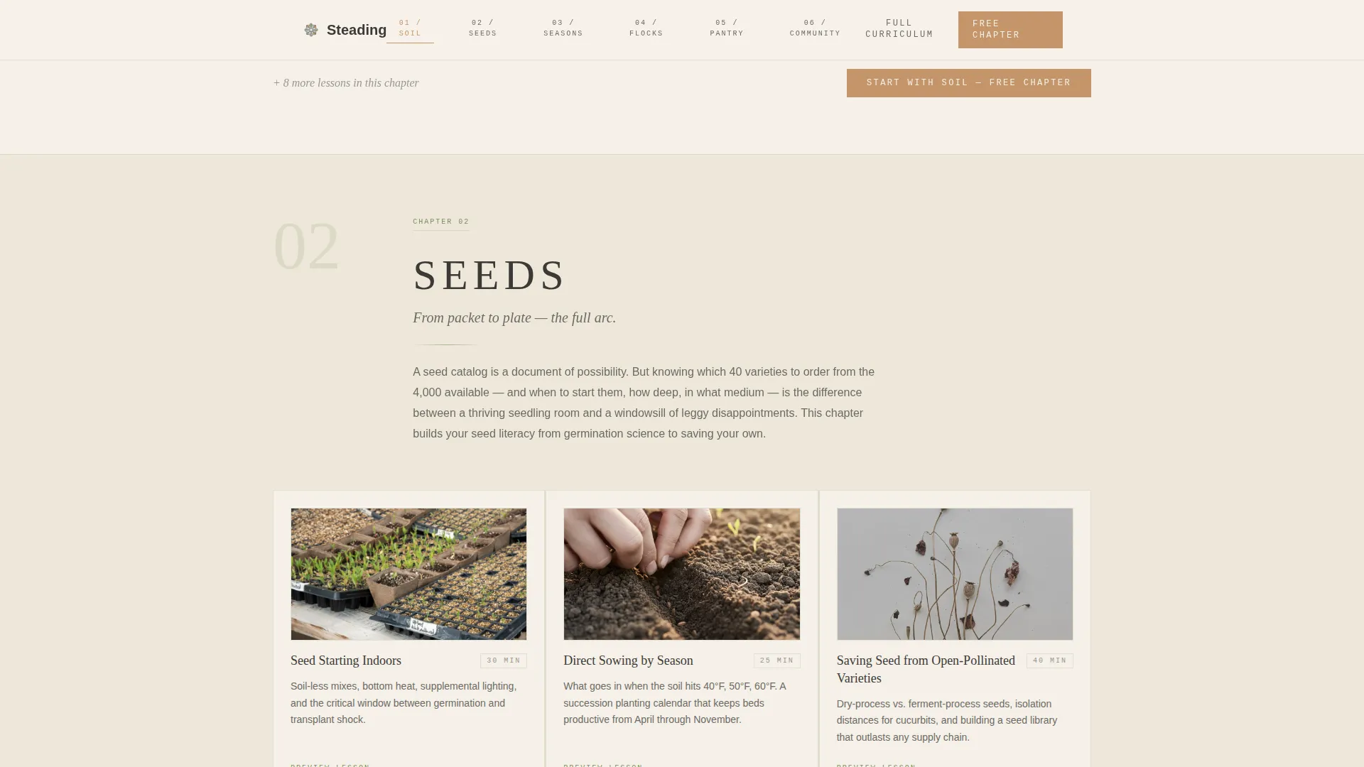 Seasonal Homesteading Course Landing Page Template