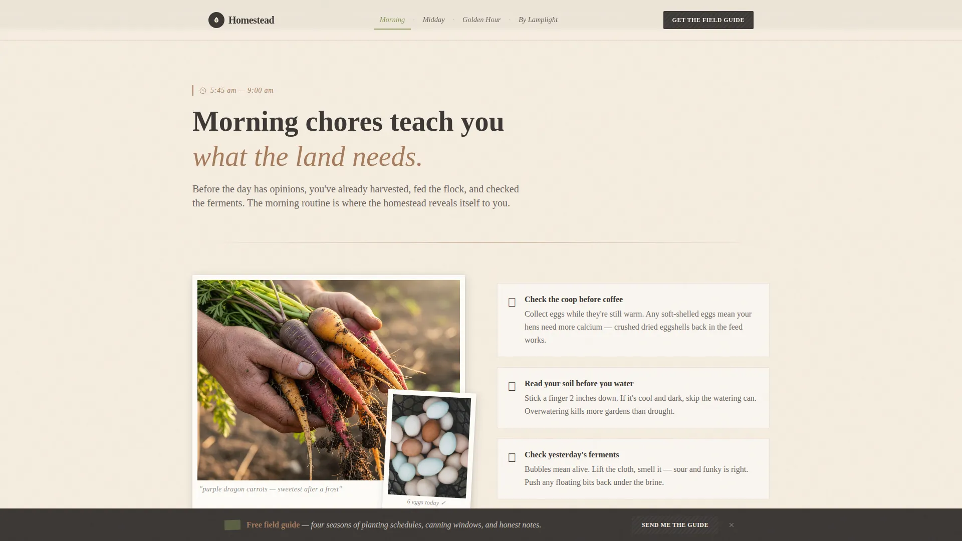 Rustic Self-Sufficiency TikTok Landing Page Template