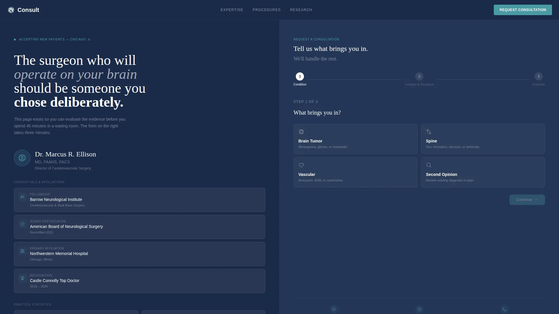 Neurosurgeon Booking Website Template