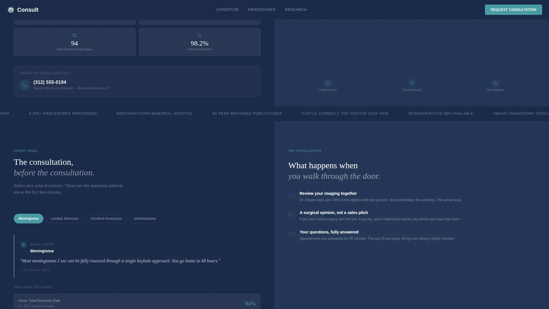 Neurosurgeon Booking Website Template