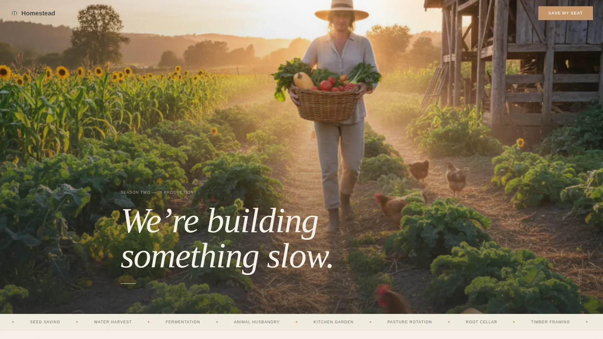 Rustic Self-Sufficiency YouTube Channel Landing Page