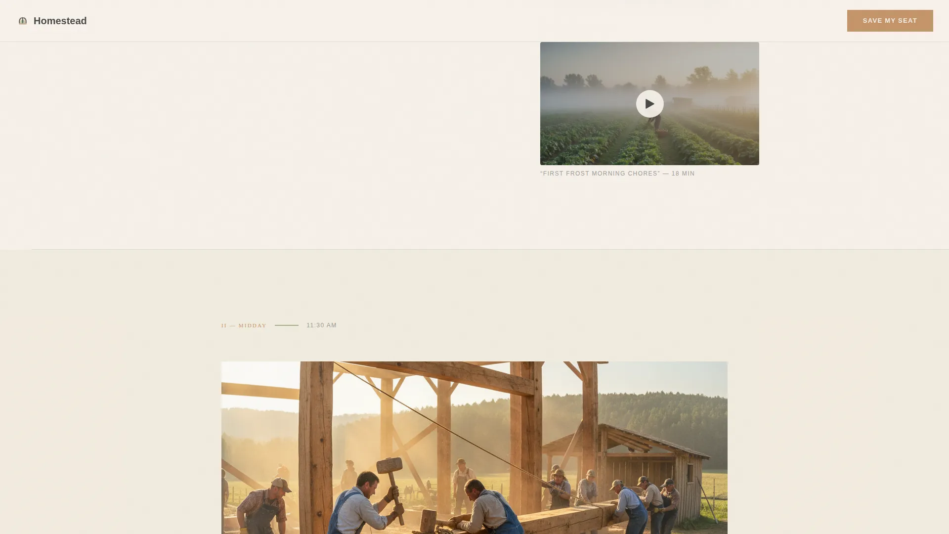Rustic Self-Sufficiency YouTube Channel Landing Page