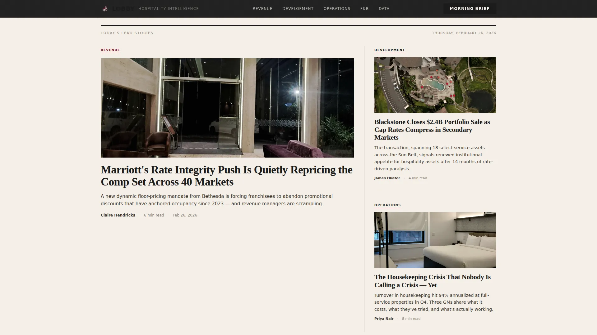 Authoritative Hospitality News Landing Page Template