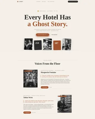 Hospitality Podcast Editorial Landing Page Template
