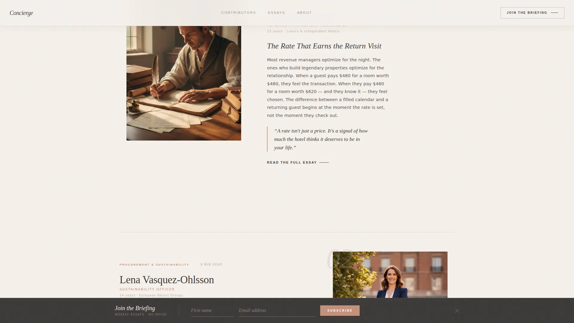 Hospitality Thought Leadership Blog Landing Page