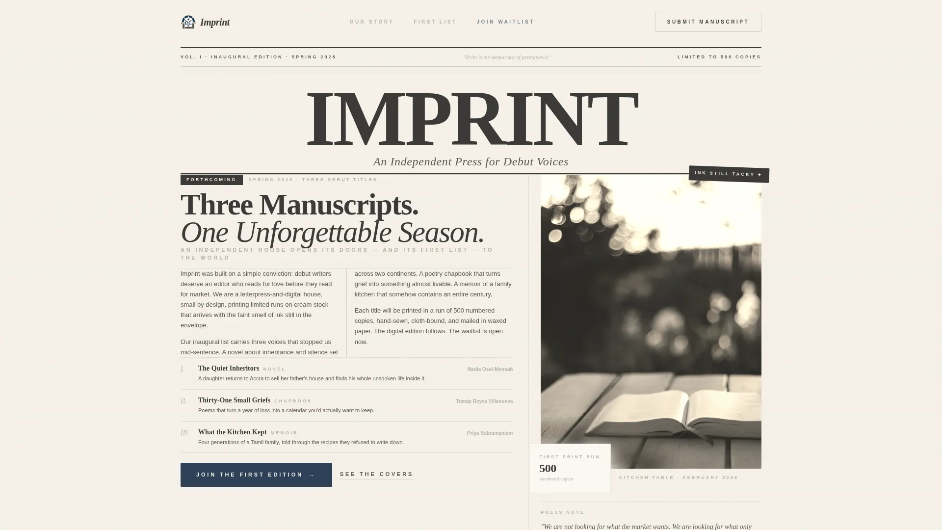 Independent Publisher Coming Soon Landing Page