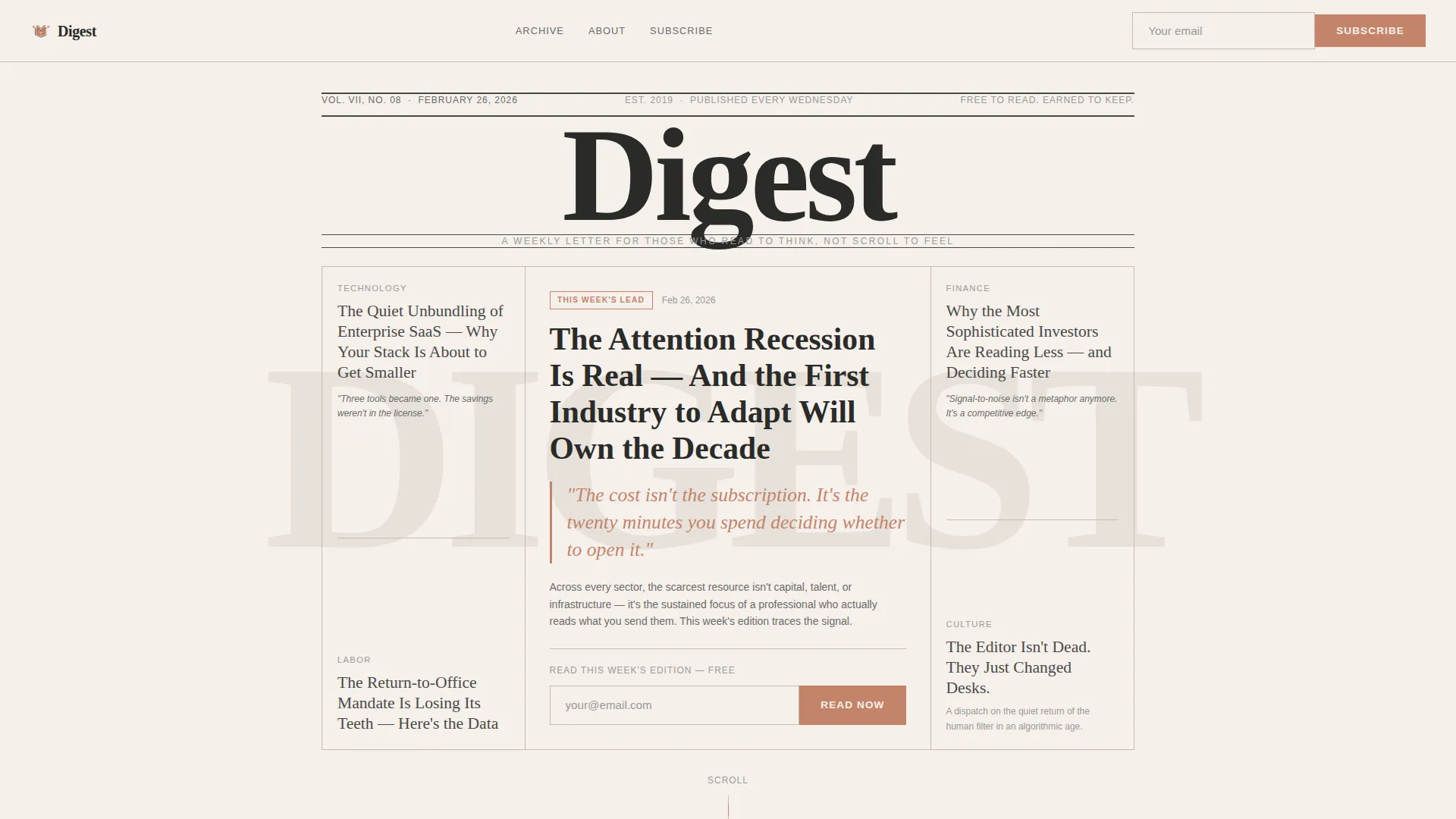 Curated Newsletter Landing Page Template