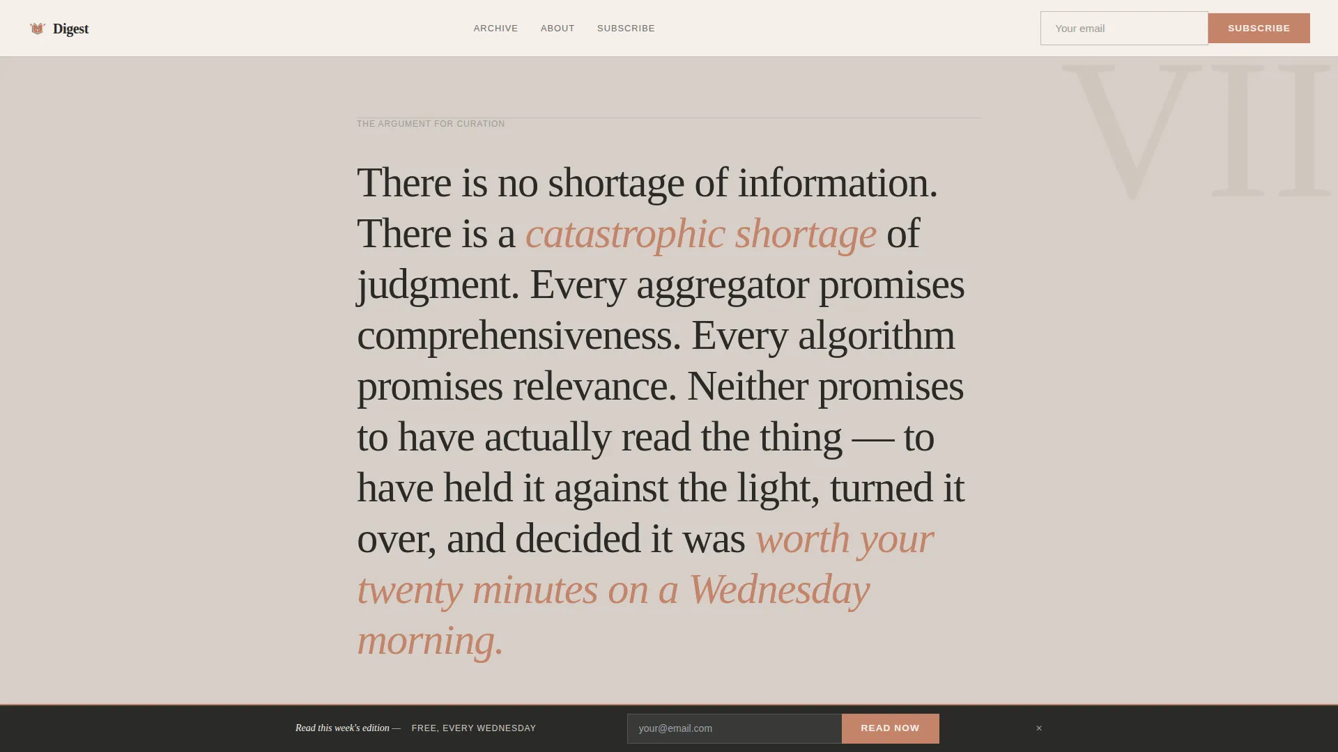 Curated Newsletter Landing Page Template