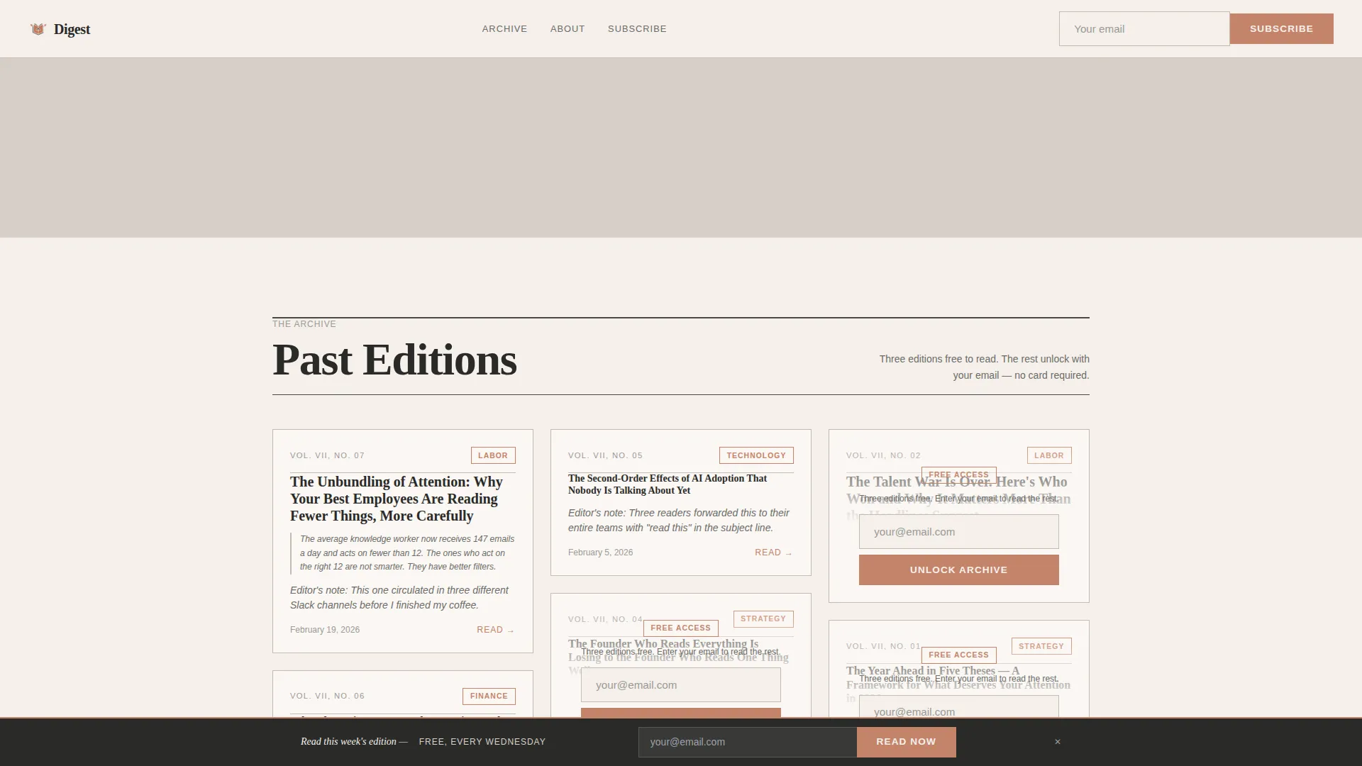 Curated Newsletter Landing Page Template