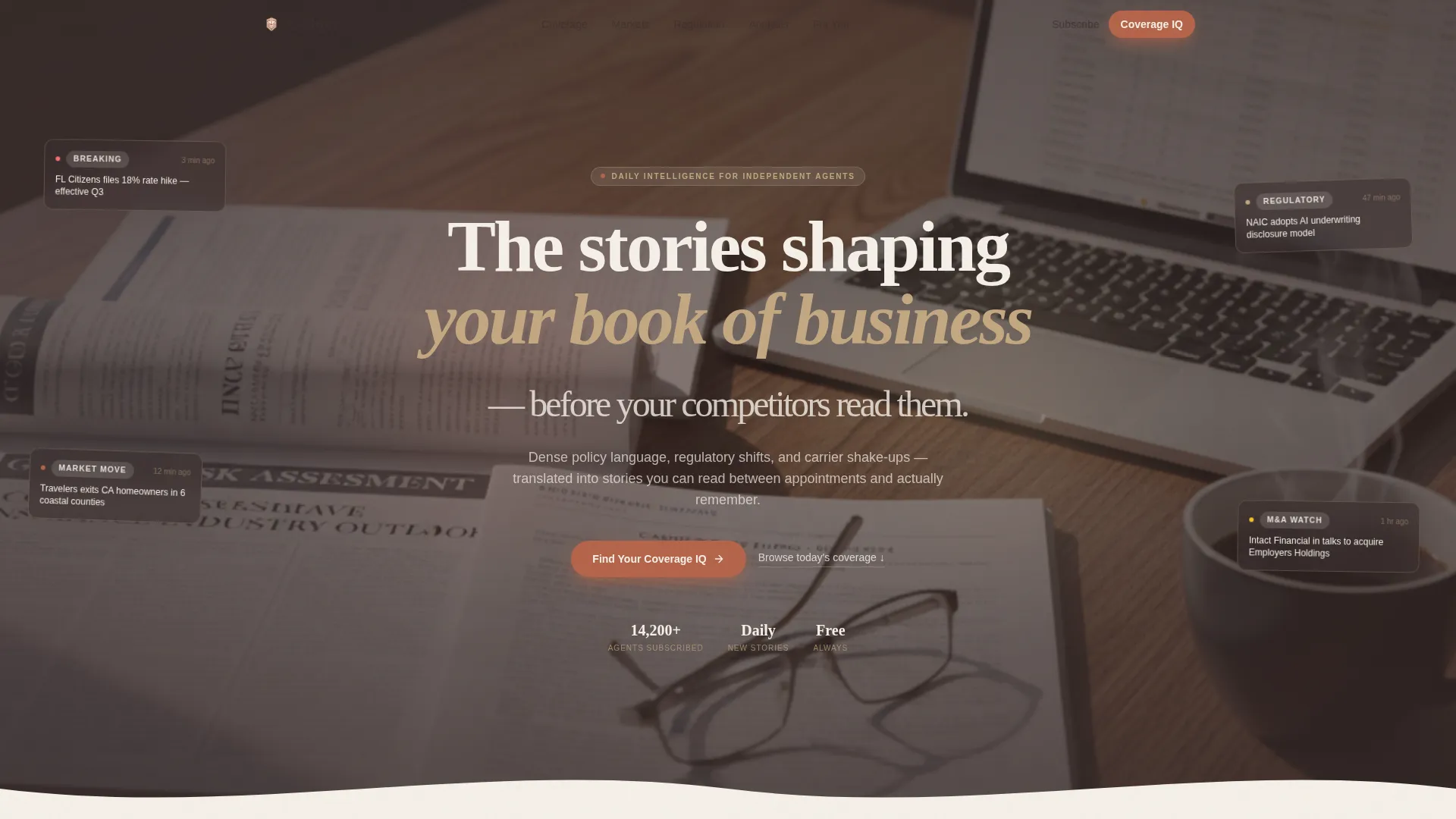 Insurance News Landing Page Template | Masonry Editorial