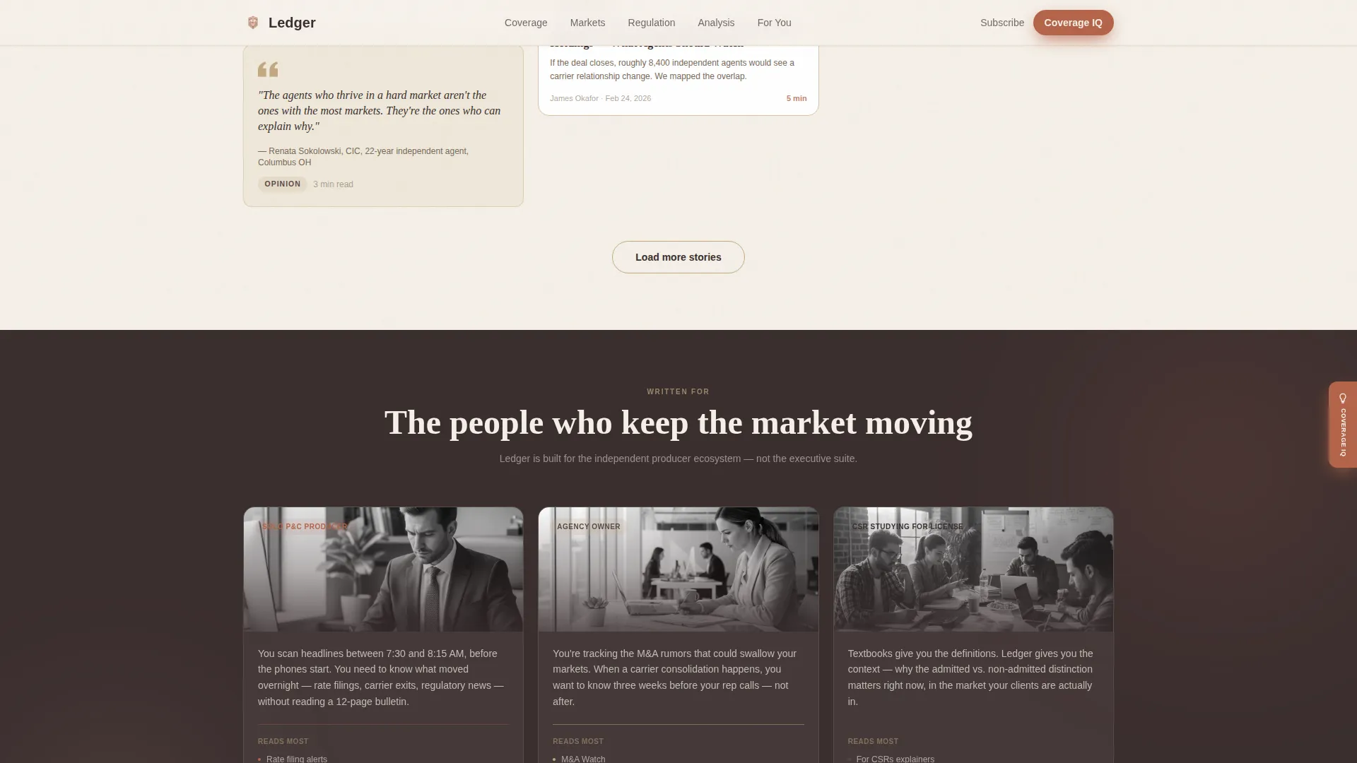 Insurance News Landing Page Template | Masonry Editorial
