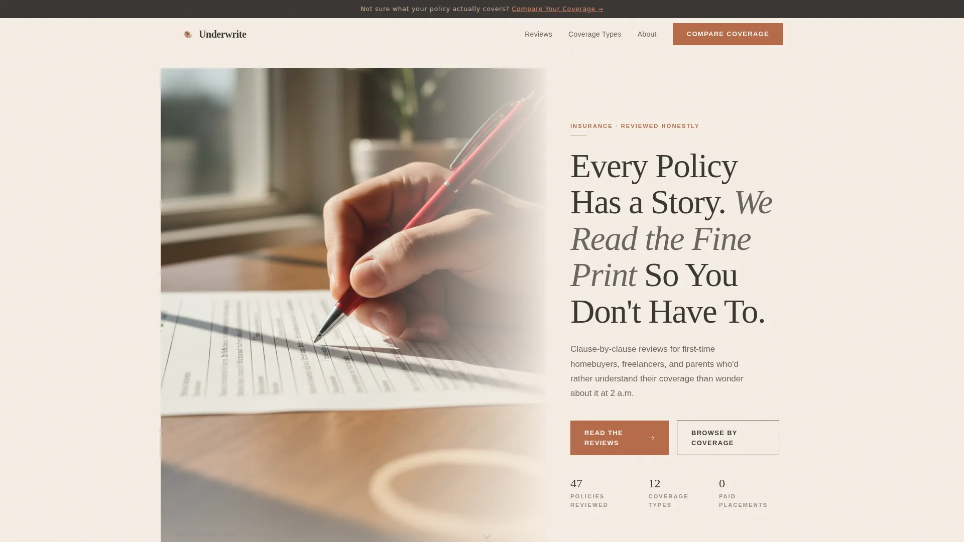 Insurance Review Blog Landing Page Template
