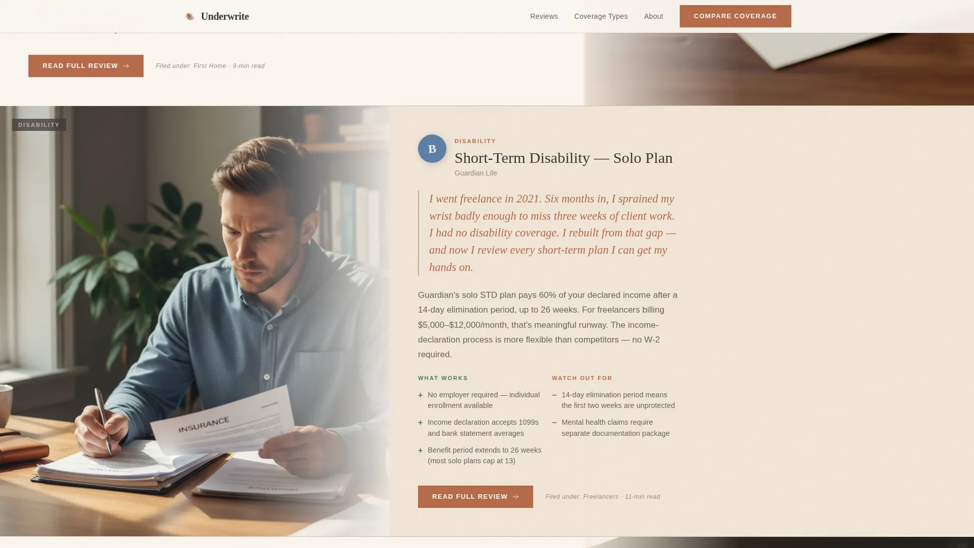 Insurance Review Blog Landing Page Template
