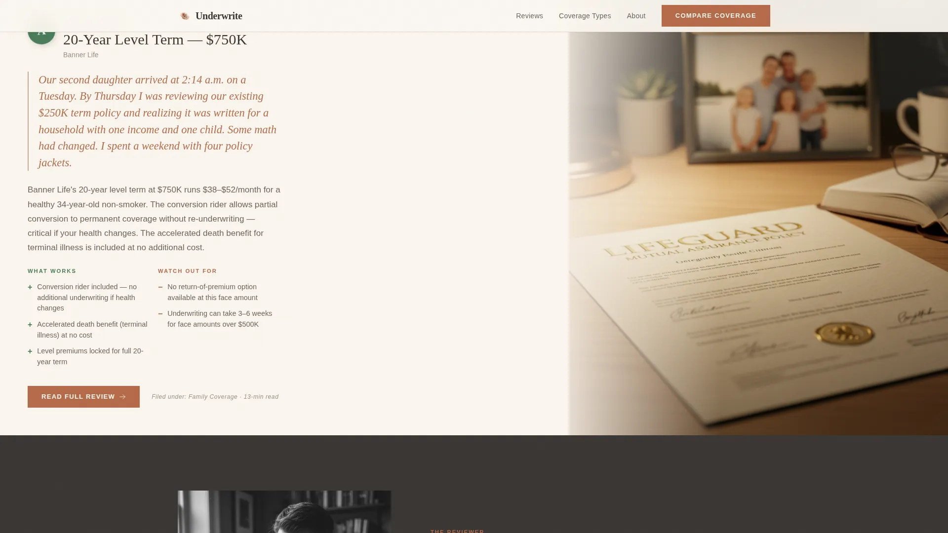 Insurance Review Blog Landing Page Template