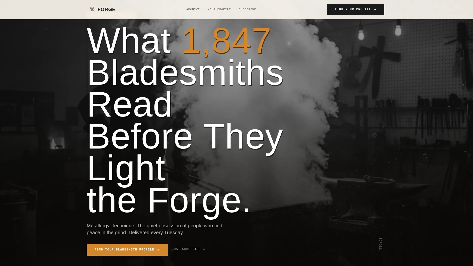 Knife Making Newsletter Landing Page Template