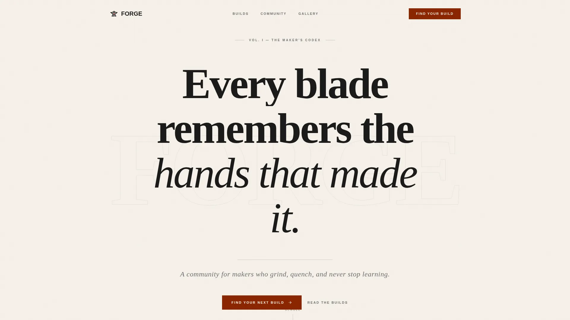 Knife Making Community Editorial Landing Page Template