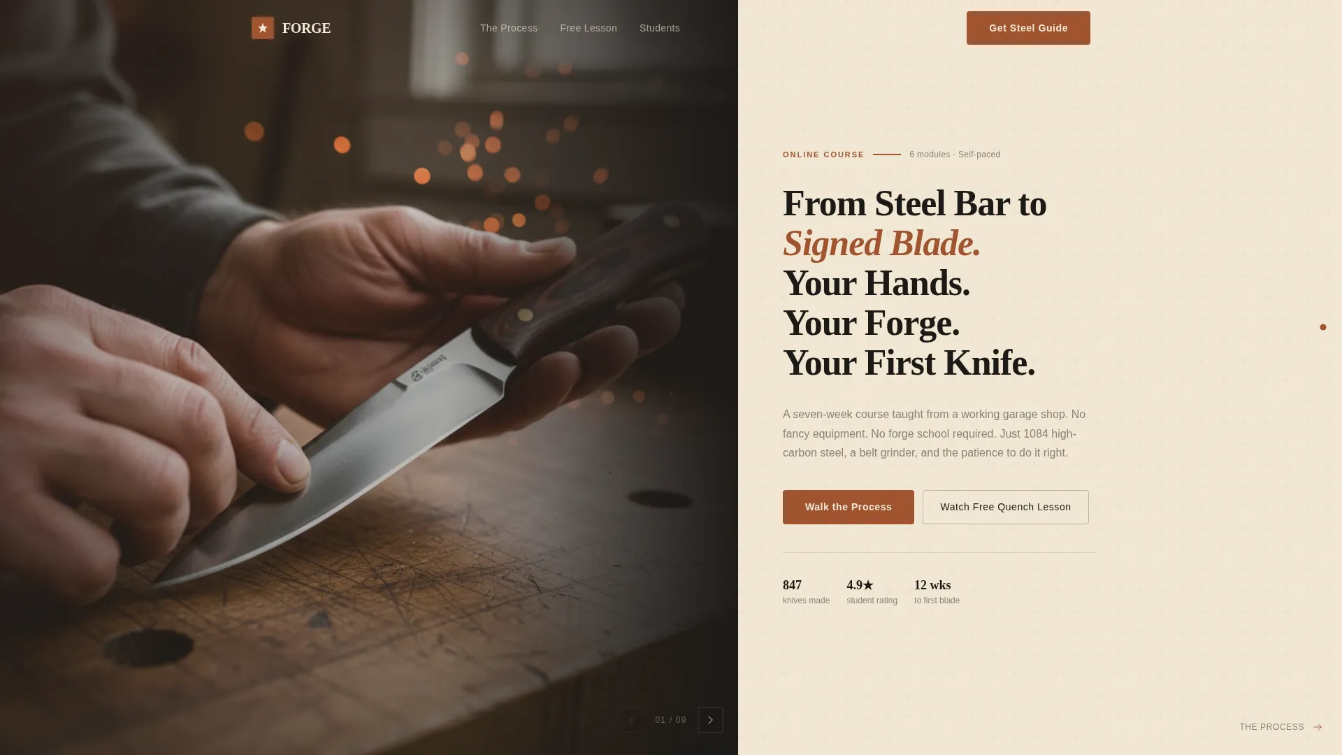 Knife Making Online Course Landing Page Template