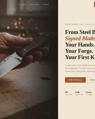 Knife Making Online Course Landing Page Template