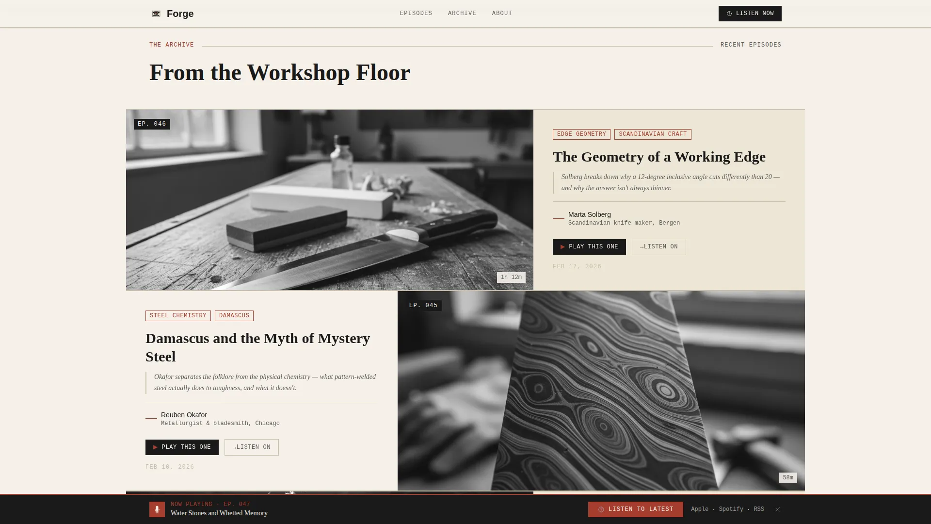 Bladesmithing Podcast Landing Page Template