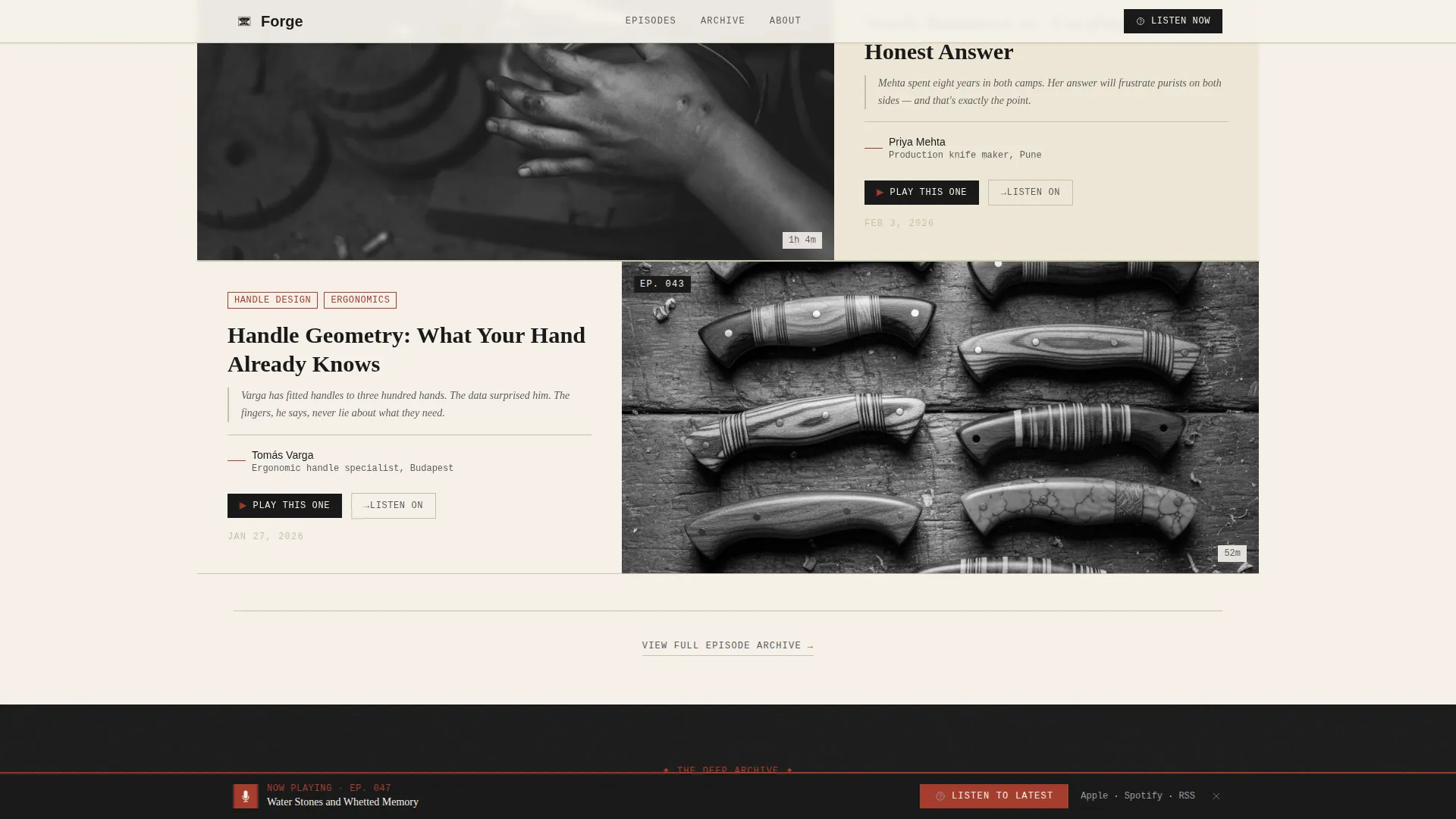 Bladesmithing Podcast Landing Page Template