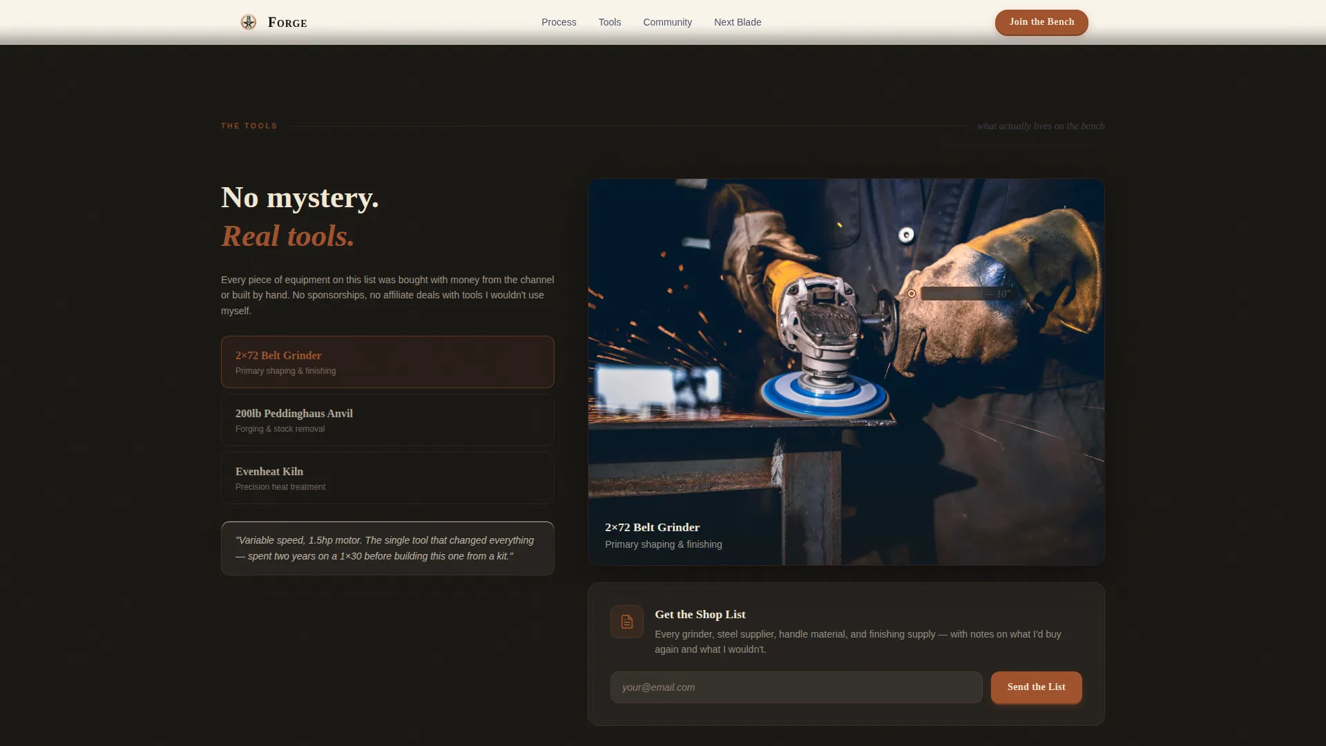 Knife Making YouTube Channel Landing Page Template