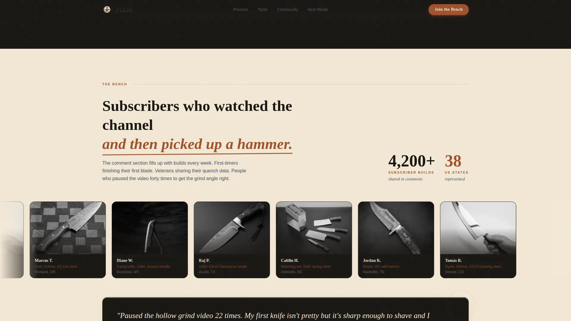 Knife Making YouTube Channel Landing Page Template