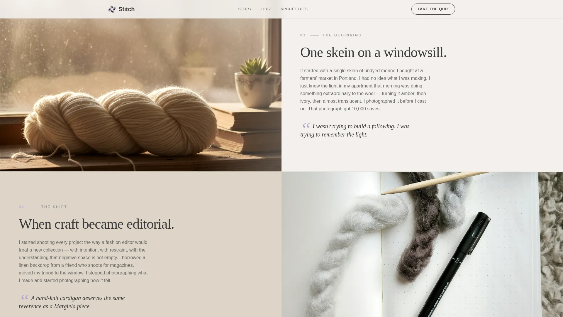 Editorial Knitting & Crochet Landing Page Template