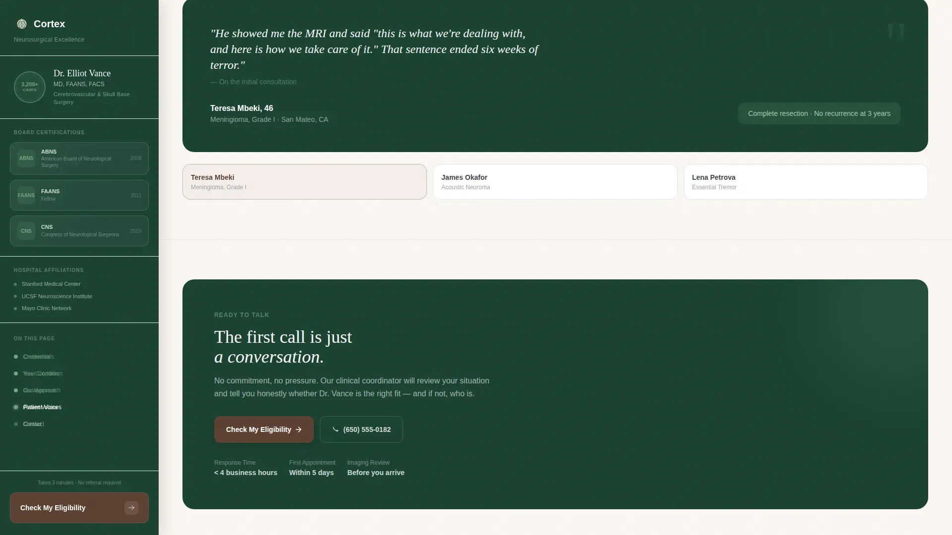 Neurosurgeon Specialist Booking Website Template