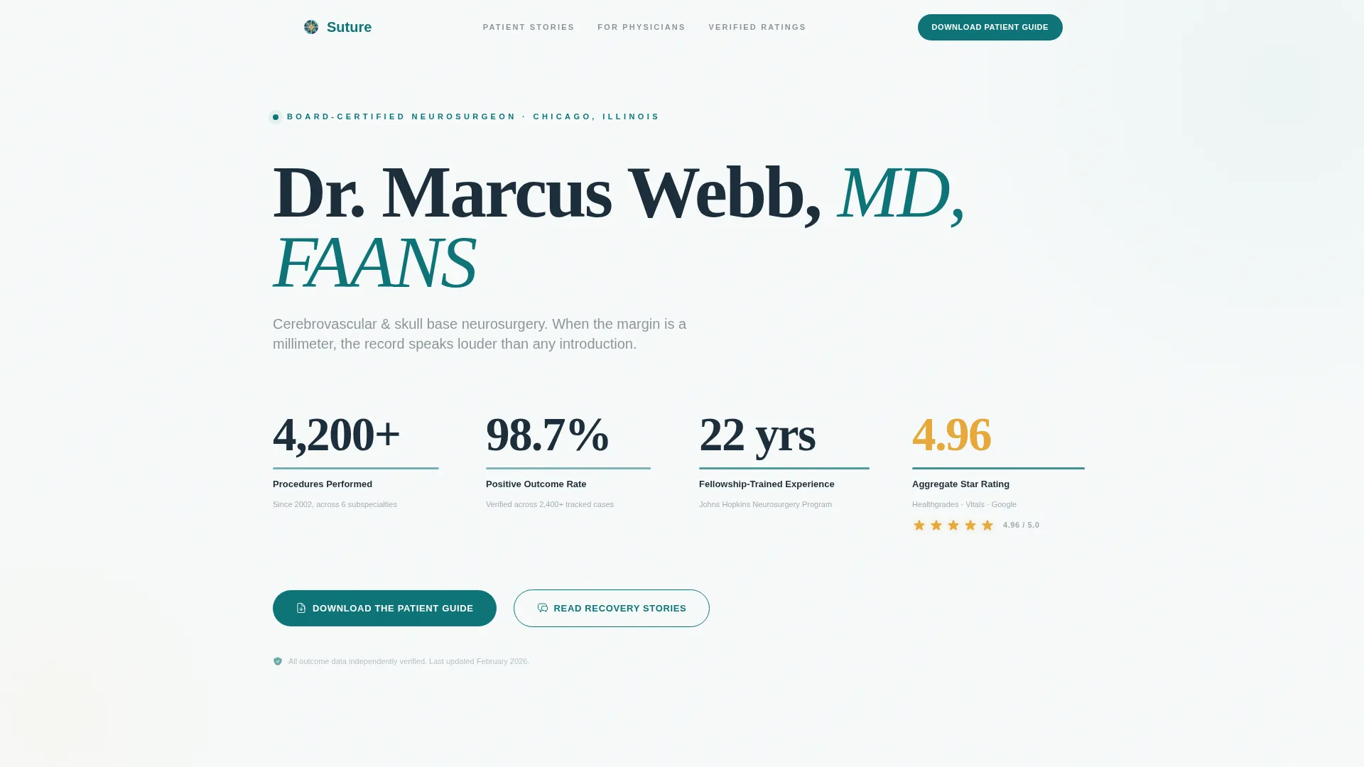 Neurosurgeon Testimonial & Review Landing Page Template