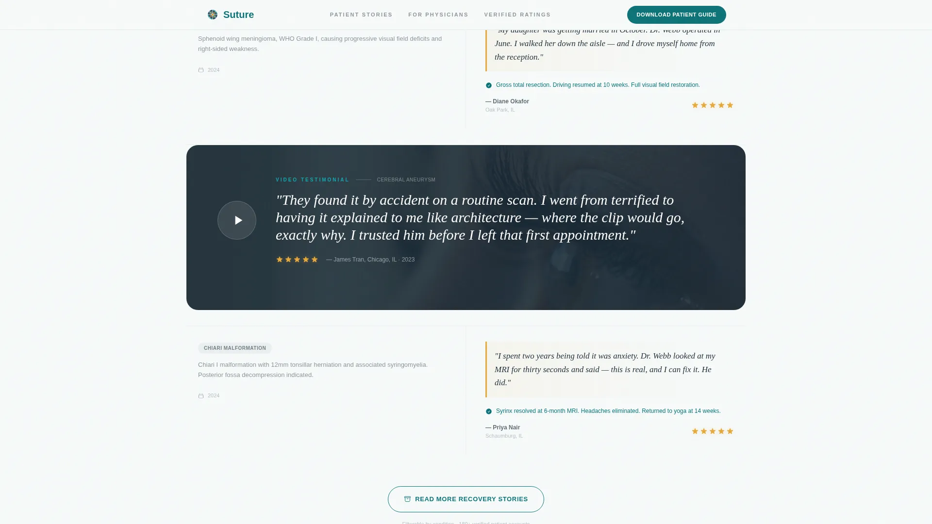 Neurosurgeon Testimonial & Review Landing Page Template