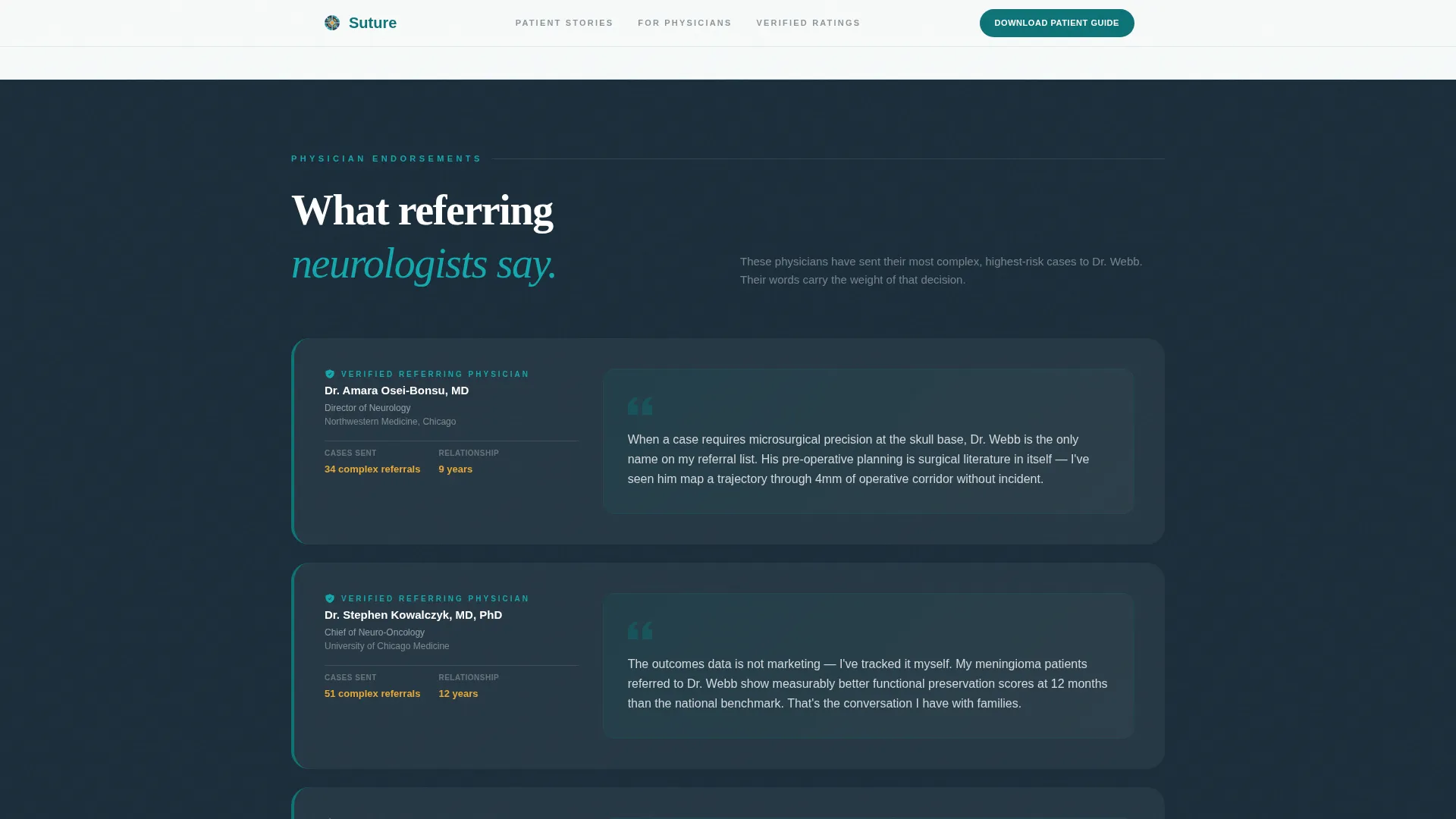 Neurosurgeon Testimonial & Review Landing Page Template