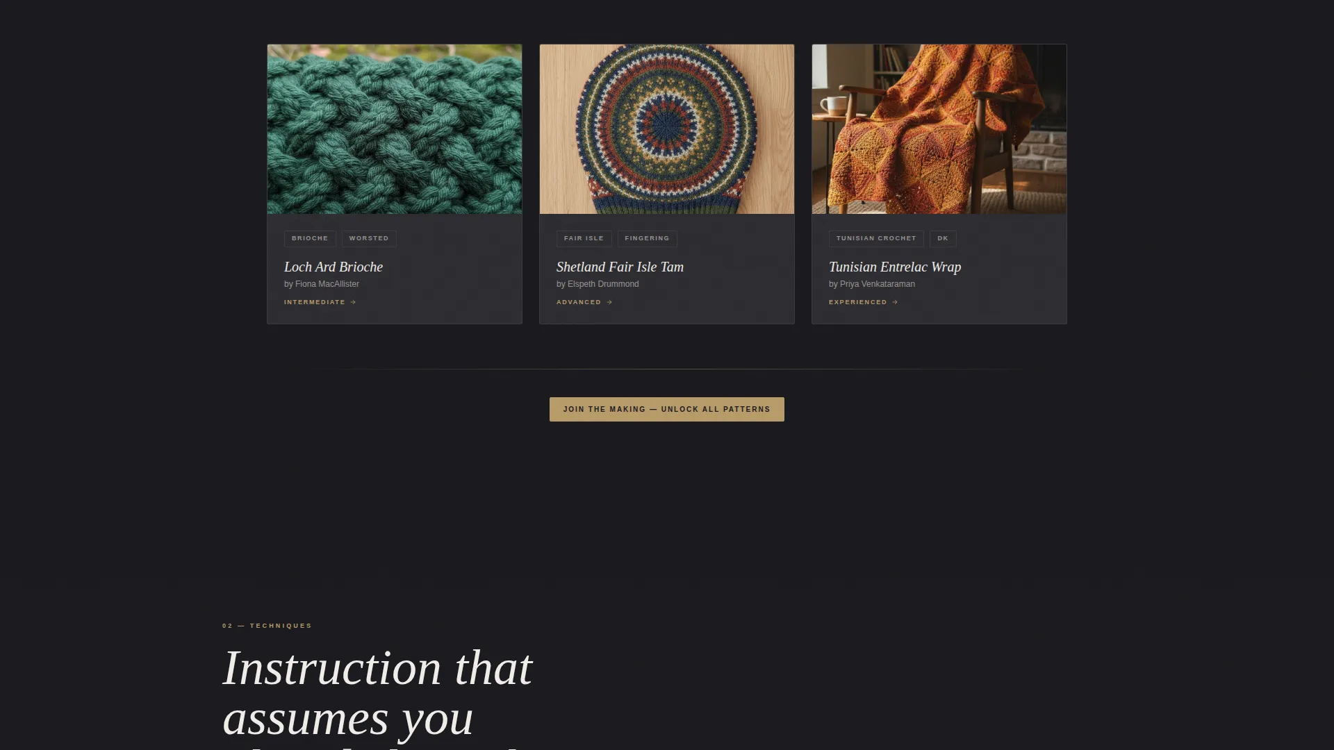 Knitting & Crochet Community Landing Page Template