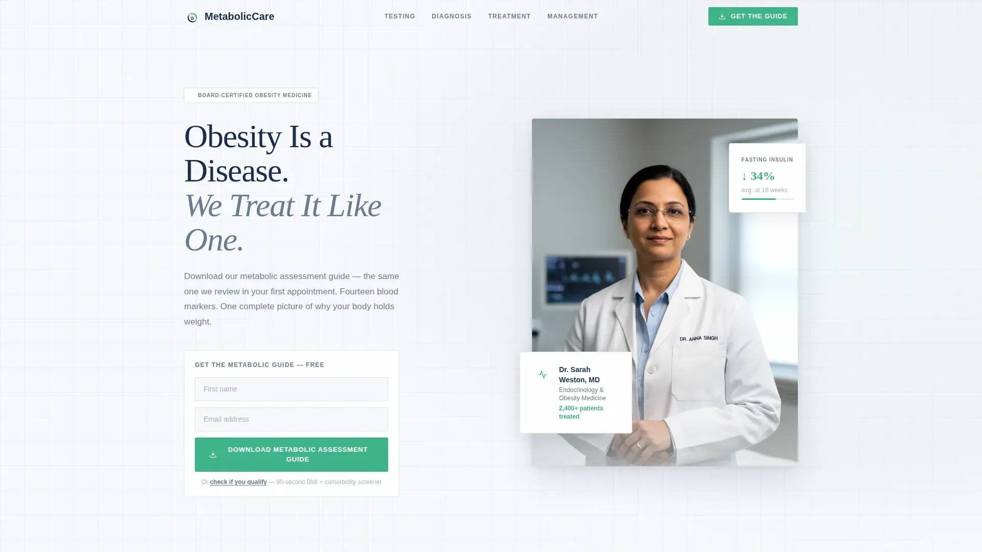 Obesity Care Professional Website Template