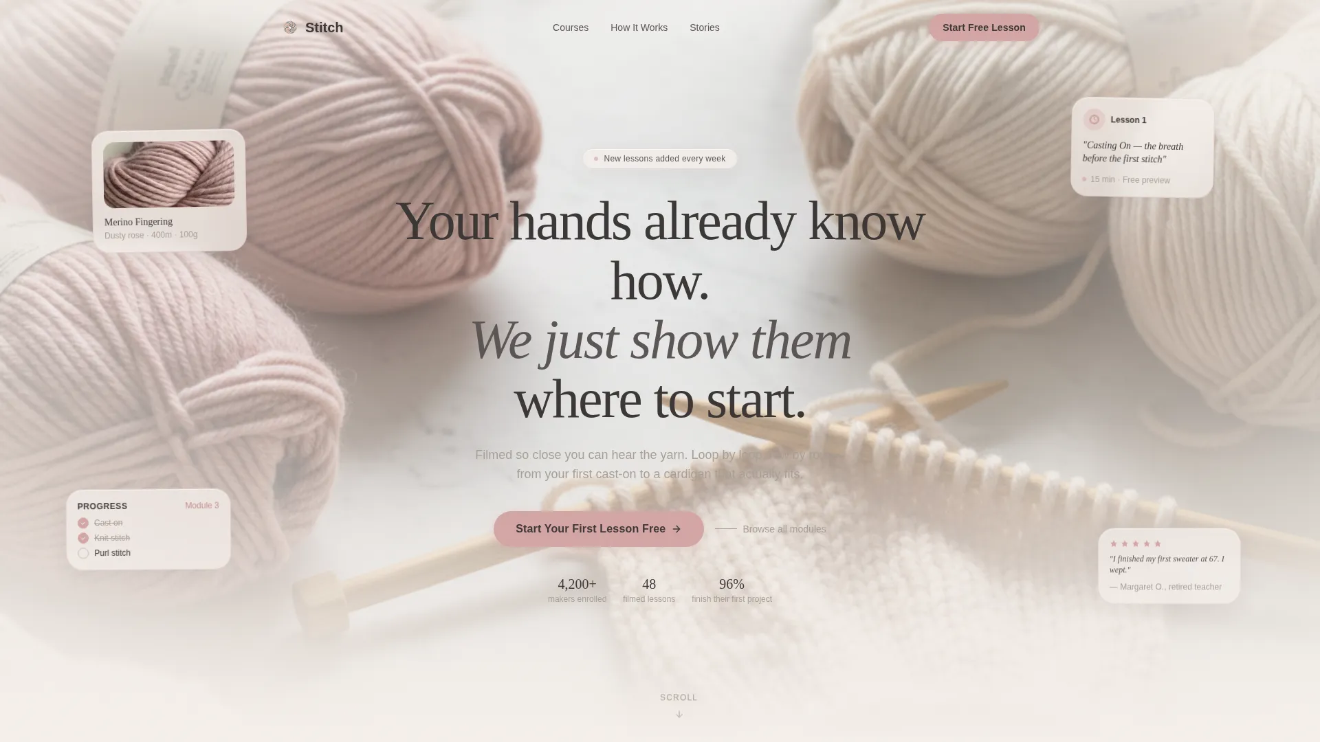 Knitting & Crochet Online Course Landing Page Template