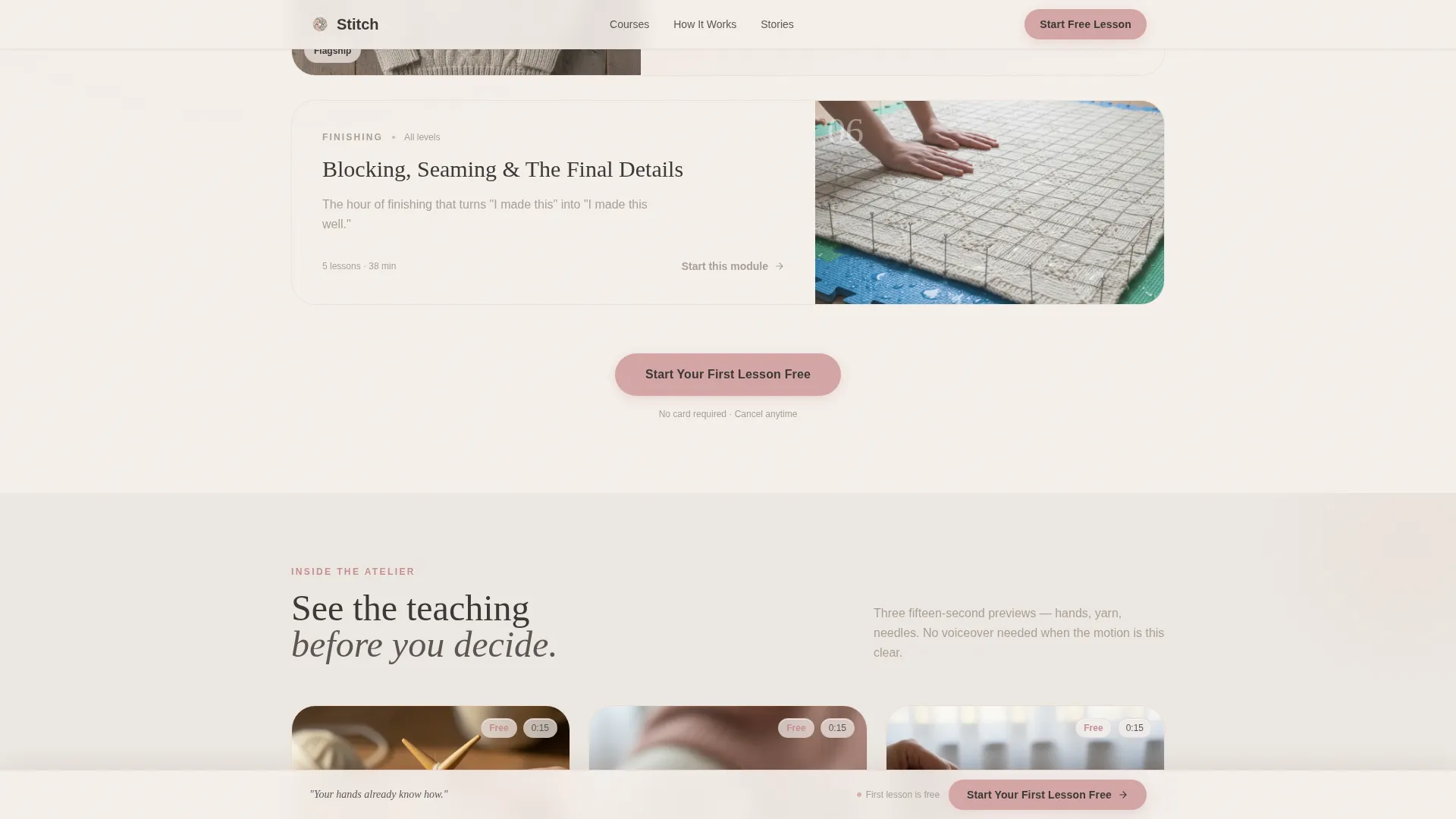Knitting & Crochet Online Course Landing Page Template