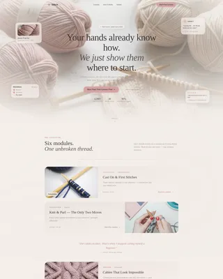 Knitting & Crochet Online Course Landing Page Template