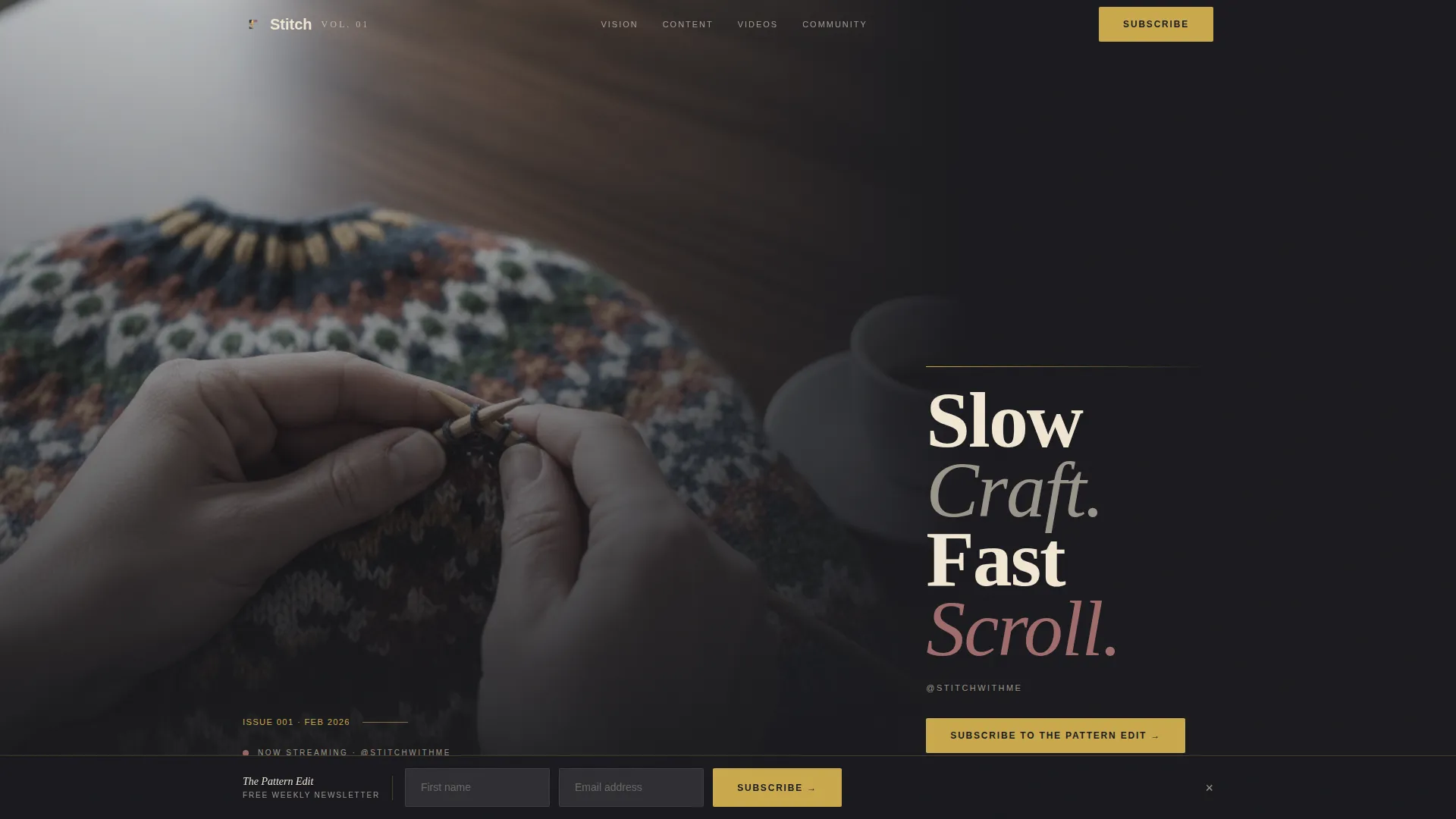Cinematic Knitting & Crochet TikTok Landing Page
