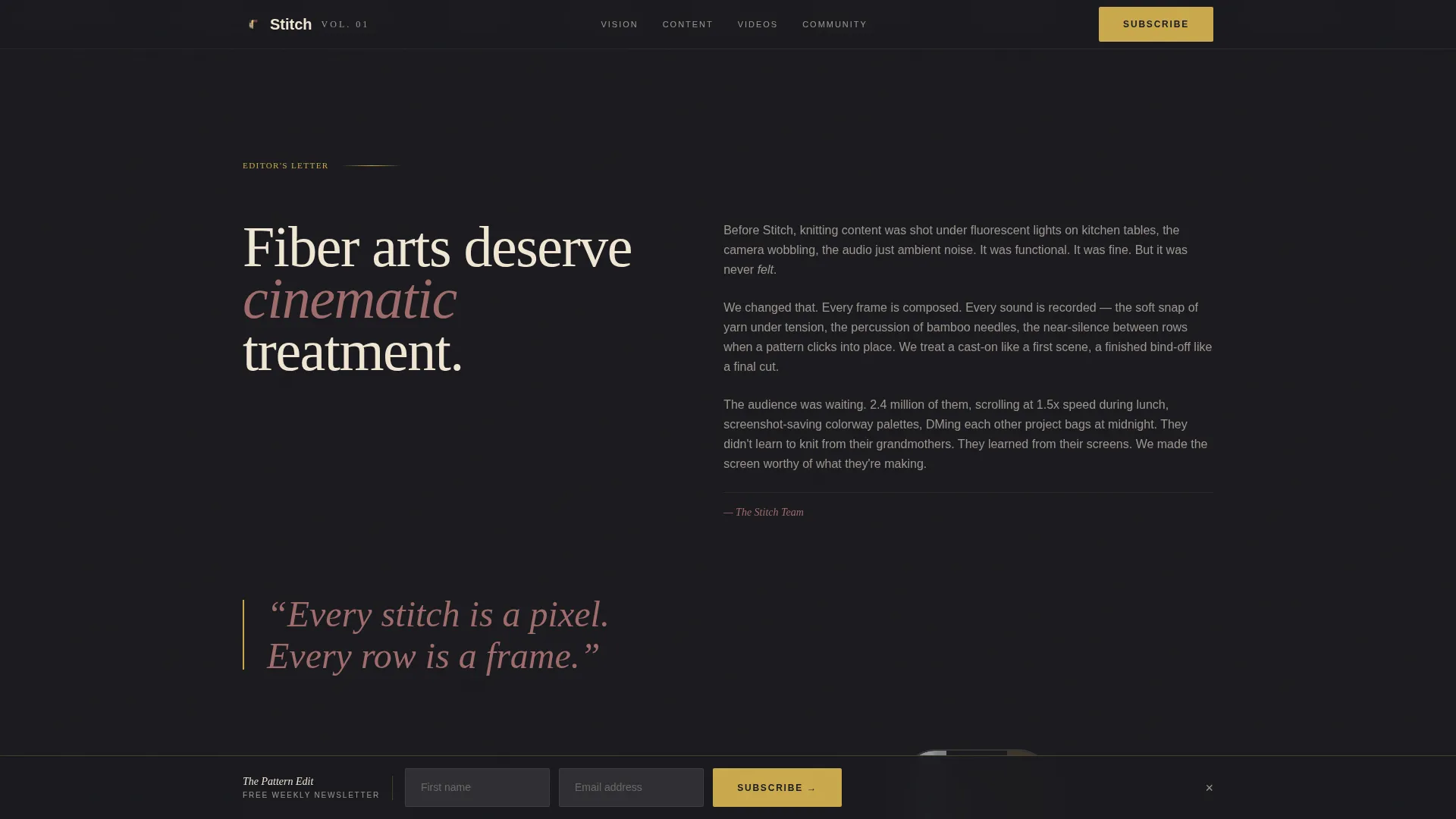 Cinematic Knitting & Crochet TikTok Landing Page