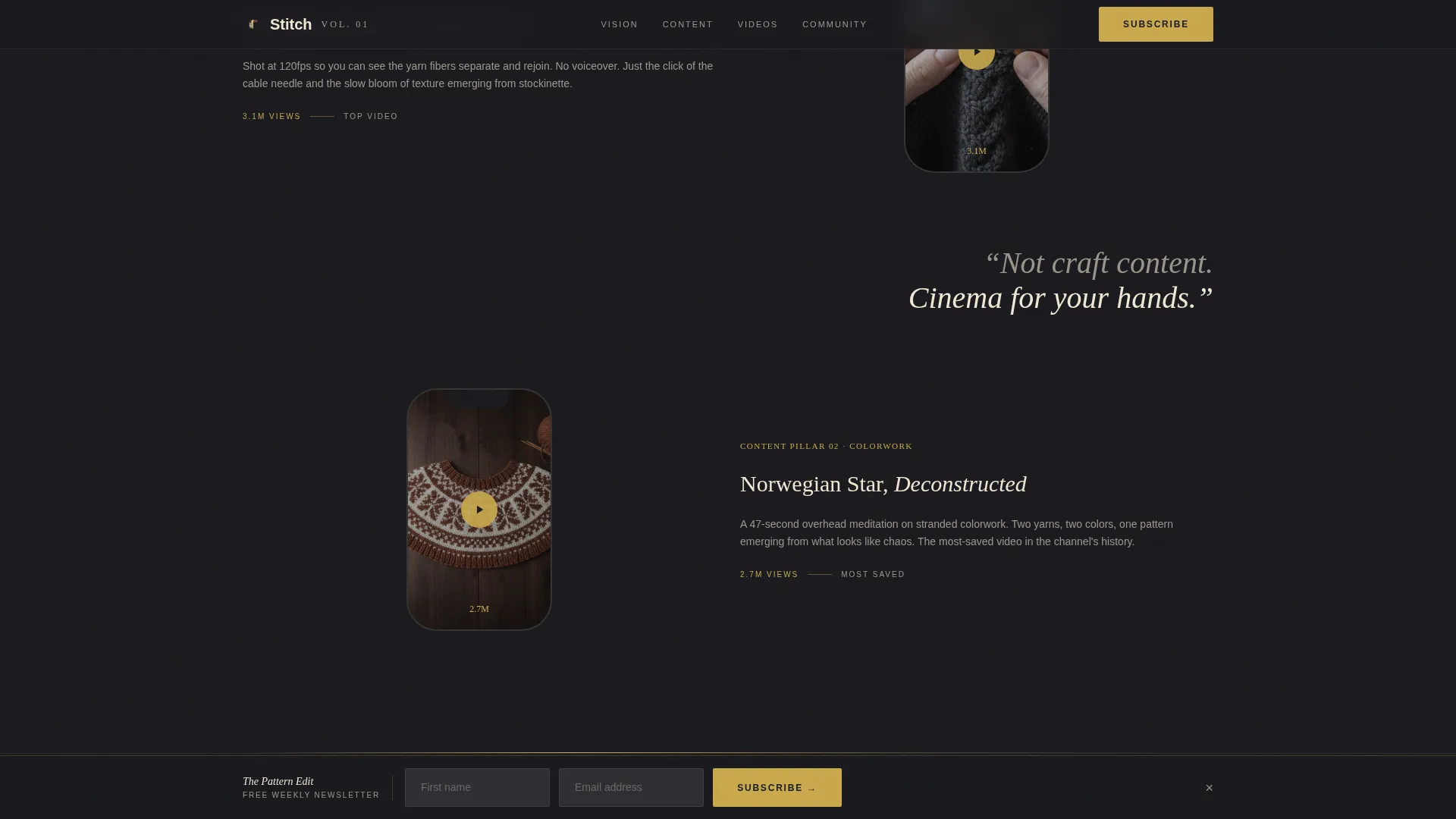 Cinematic Knitting & Crochet TikTok Landing Page