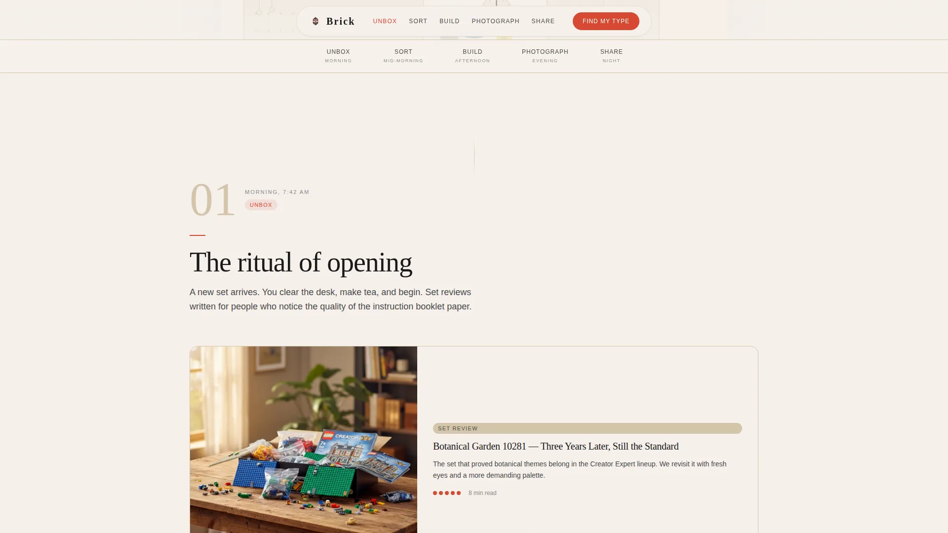 LEGO Blog Landing Page Template with Builder Quiz