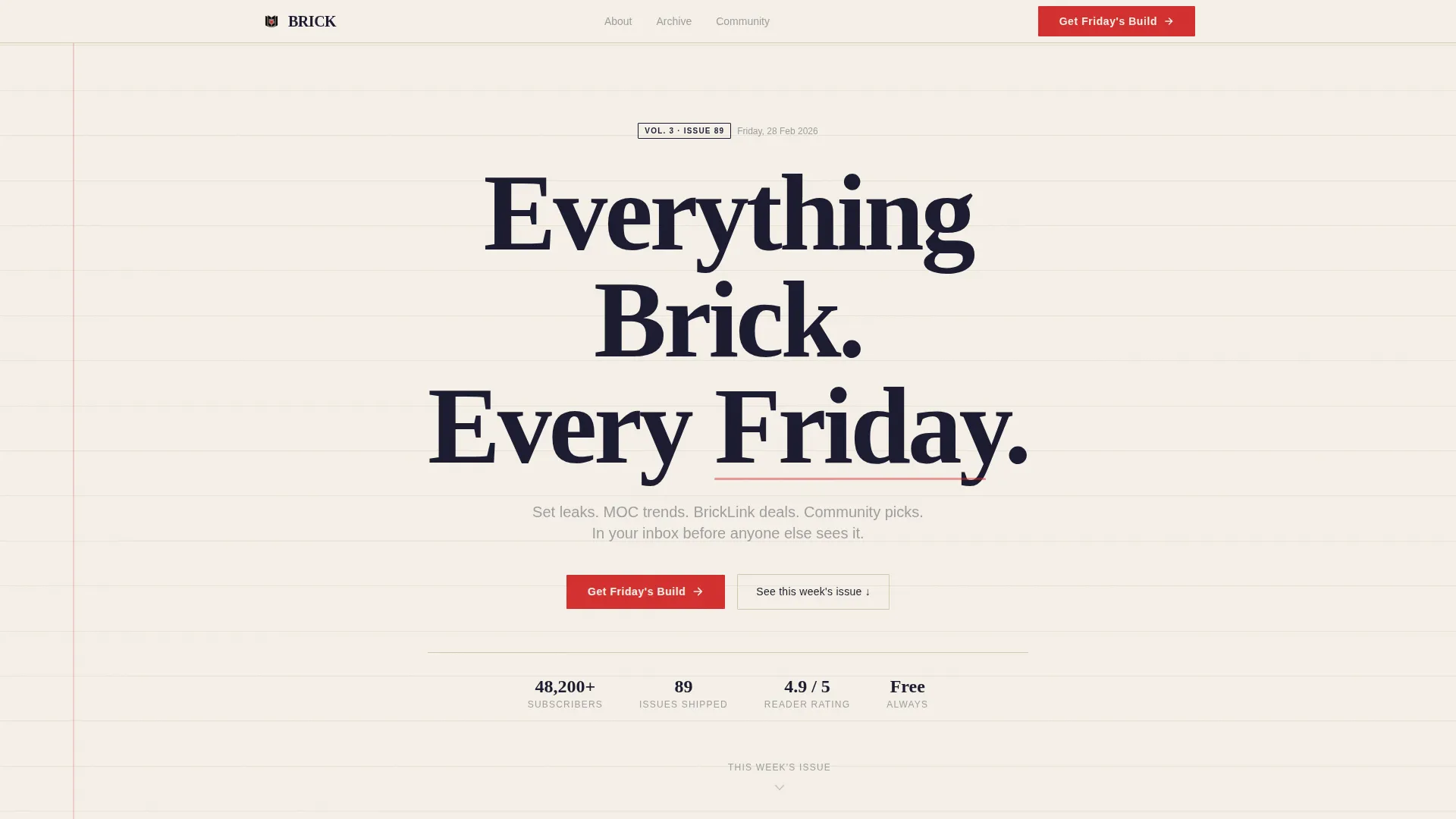 Bold LEGO Newsletter Landing Page Template