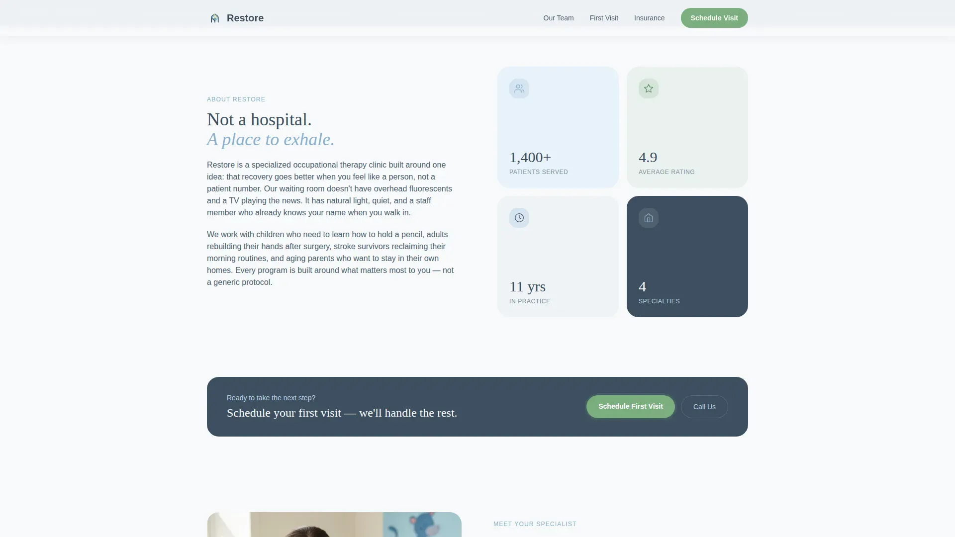 Occupational Therapy New Patient Welcome Landing Page