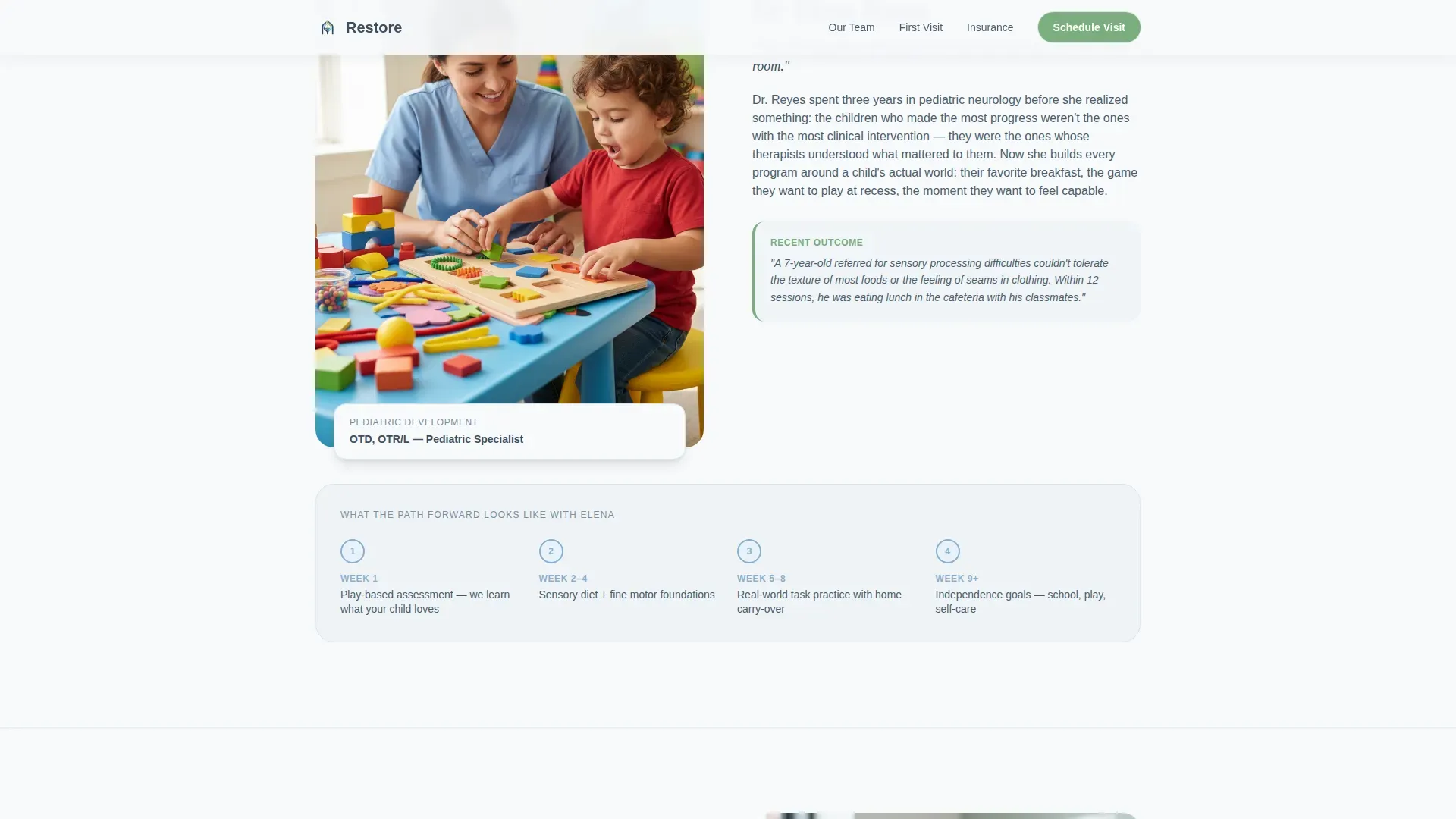 Occupational Therapy New Patient Welcome Landing Page