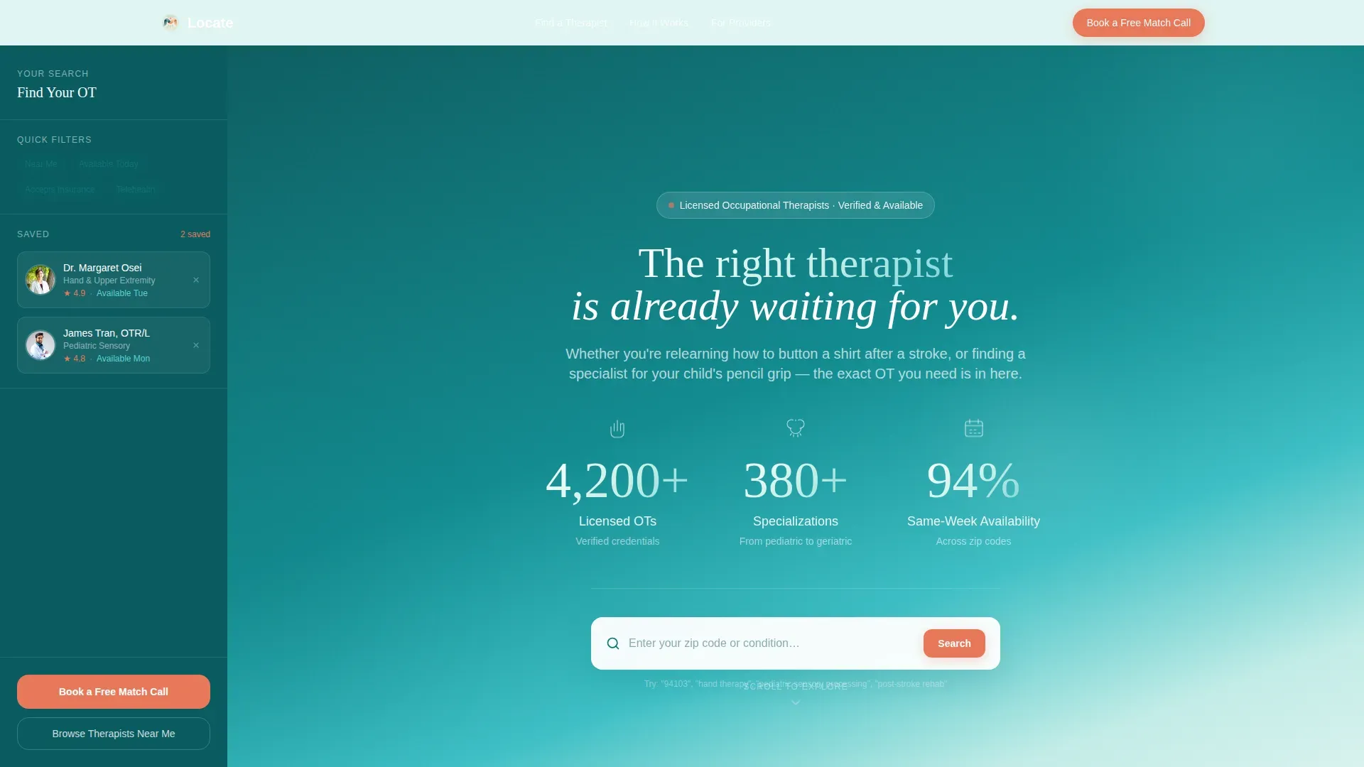 OT Provider Directory Landing Page Template