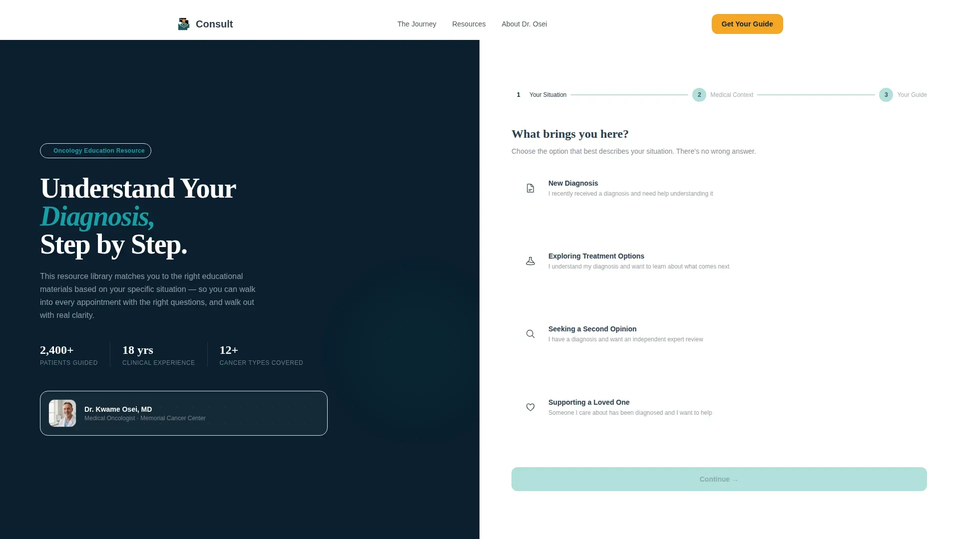 Oncology Clinic Website Template for Cancer Patients & Families