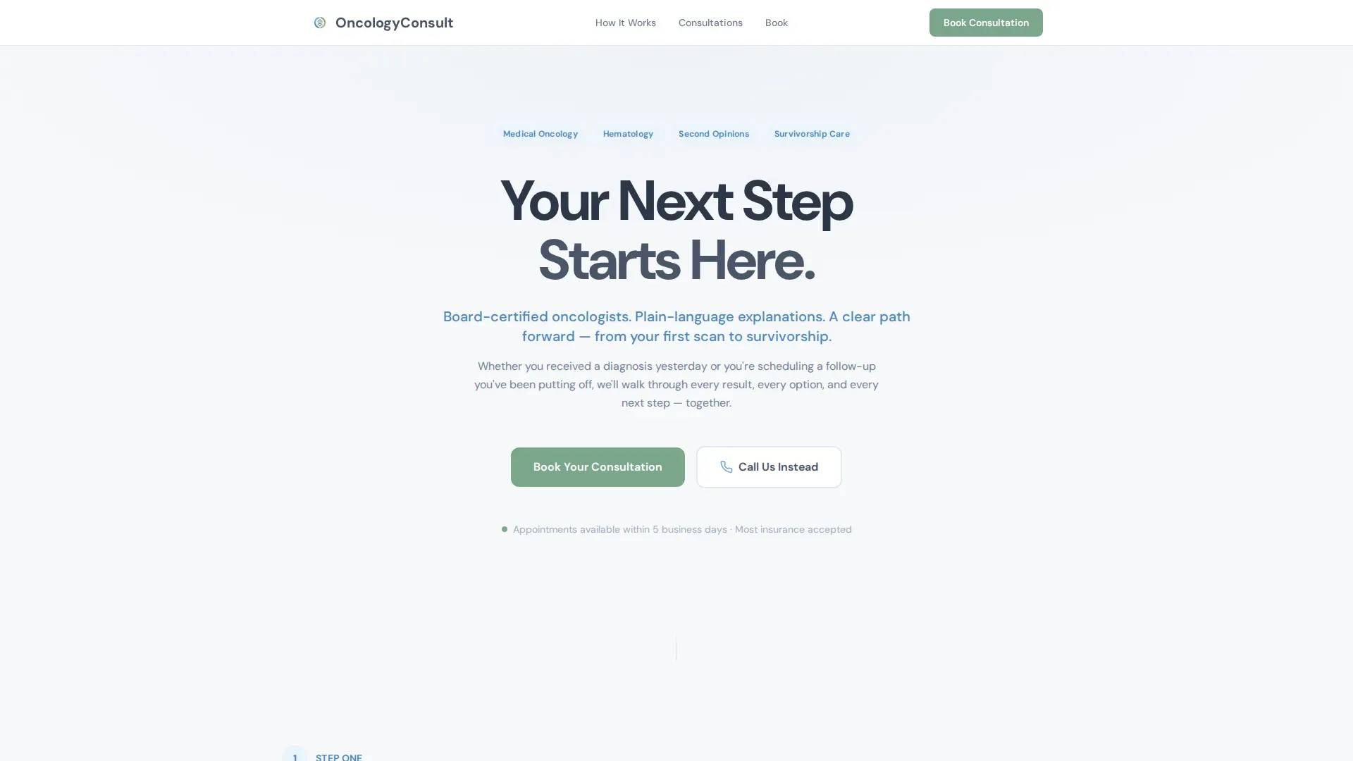 Oncologist Booking Website Template
