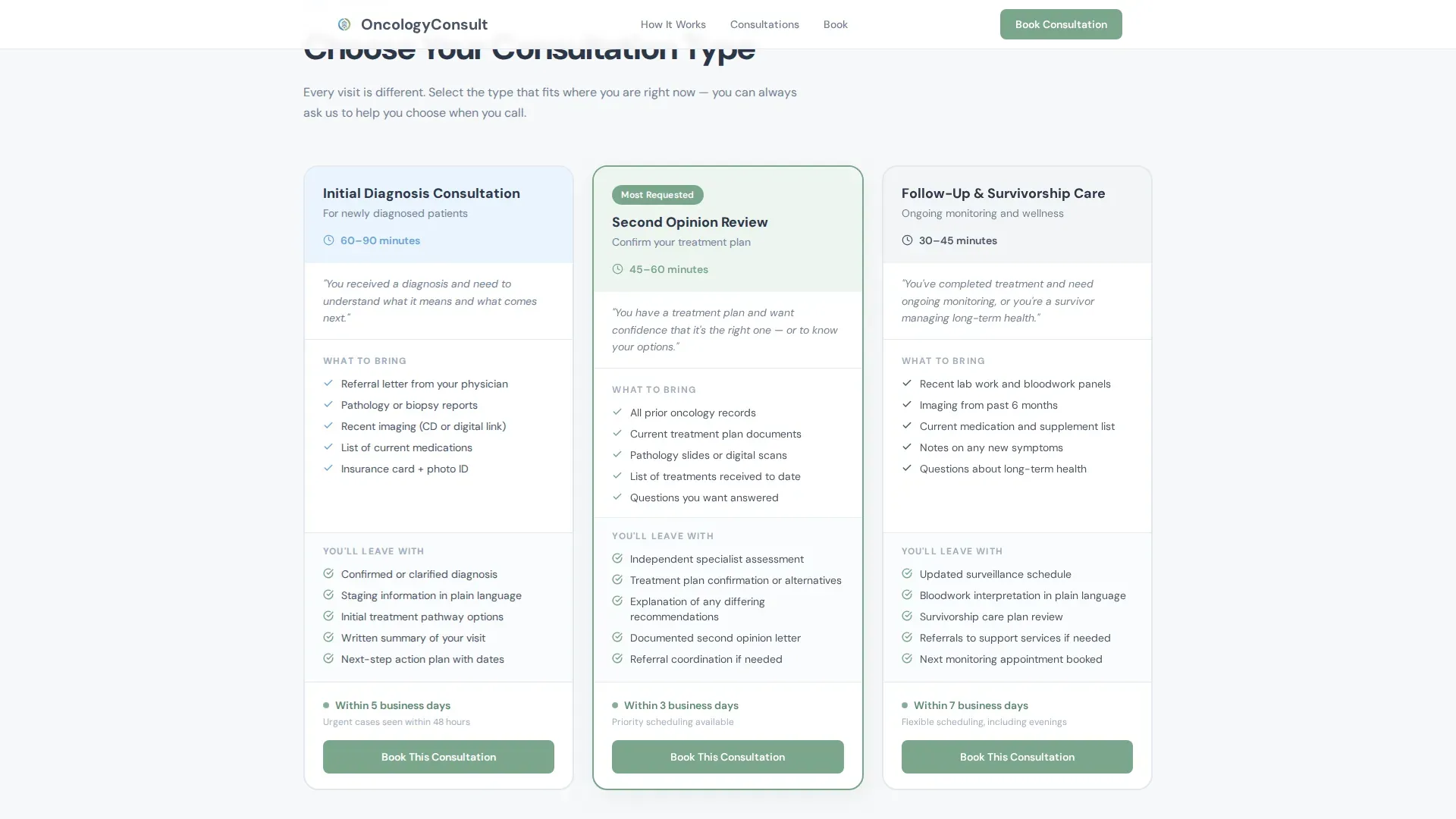 Oncologist Booking Website Template