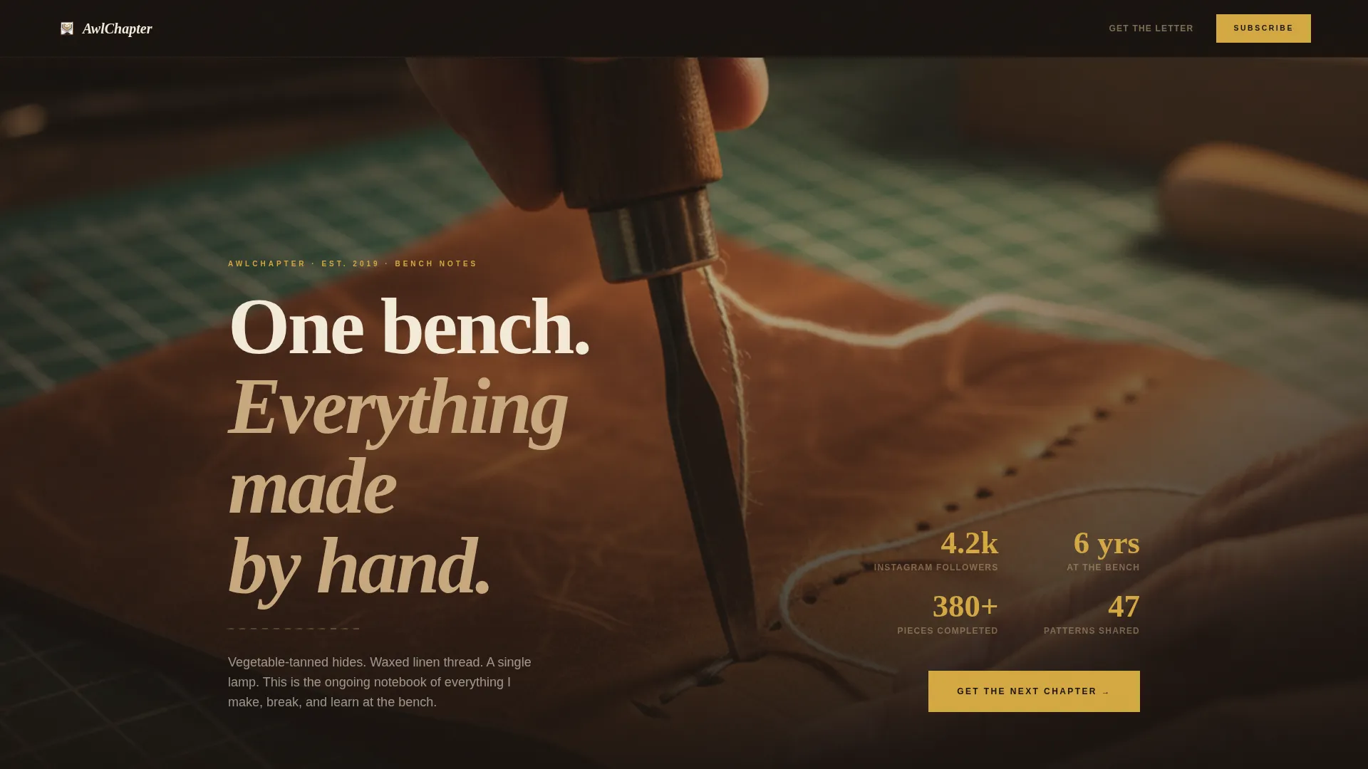 Cinematic Leatherworking Creator Landing Page Template