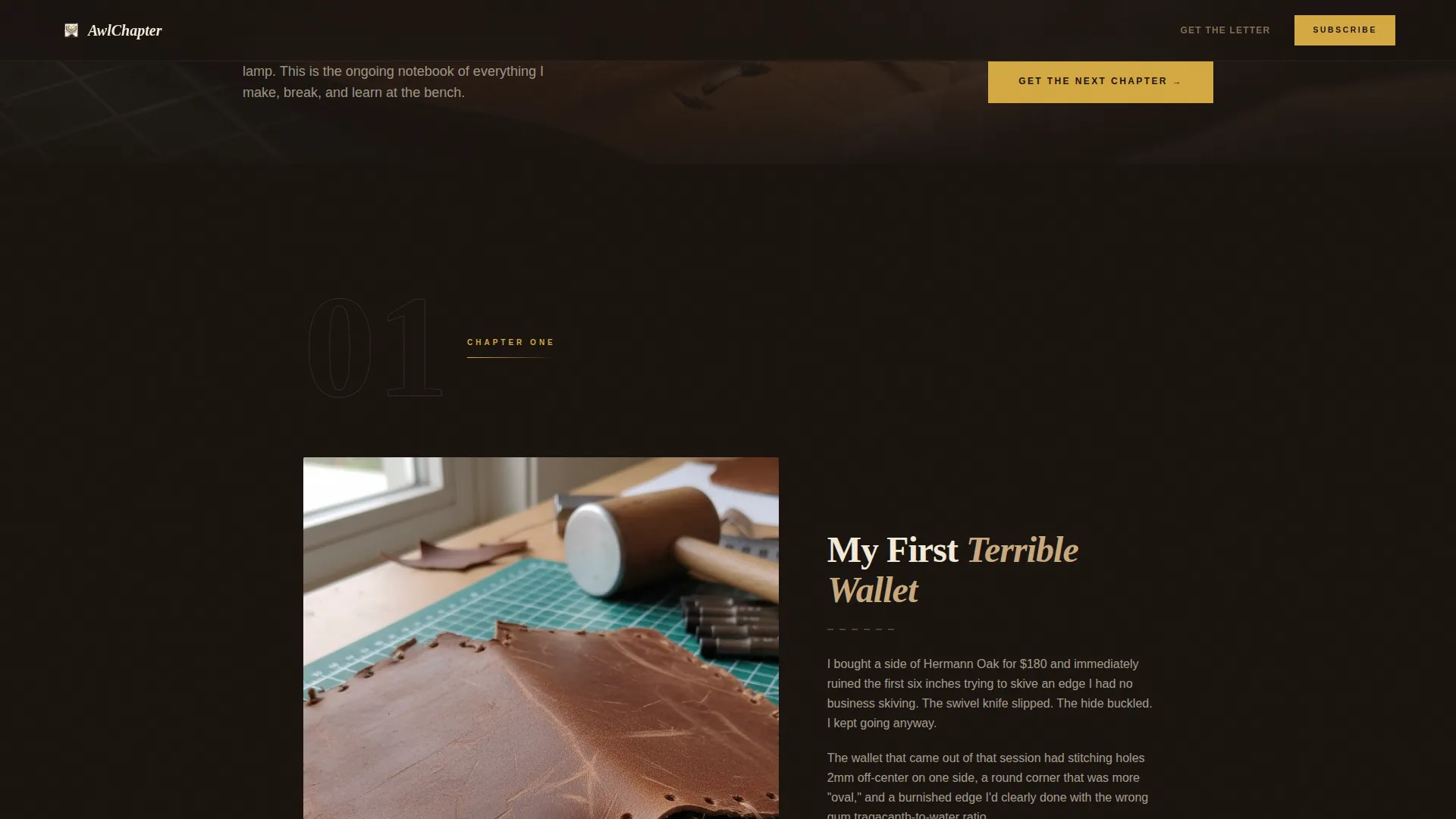 Cinematic Leatherworking Creator Landing Page Template